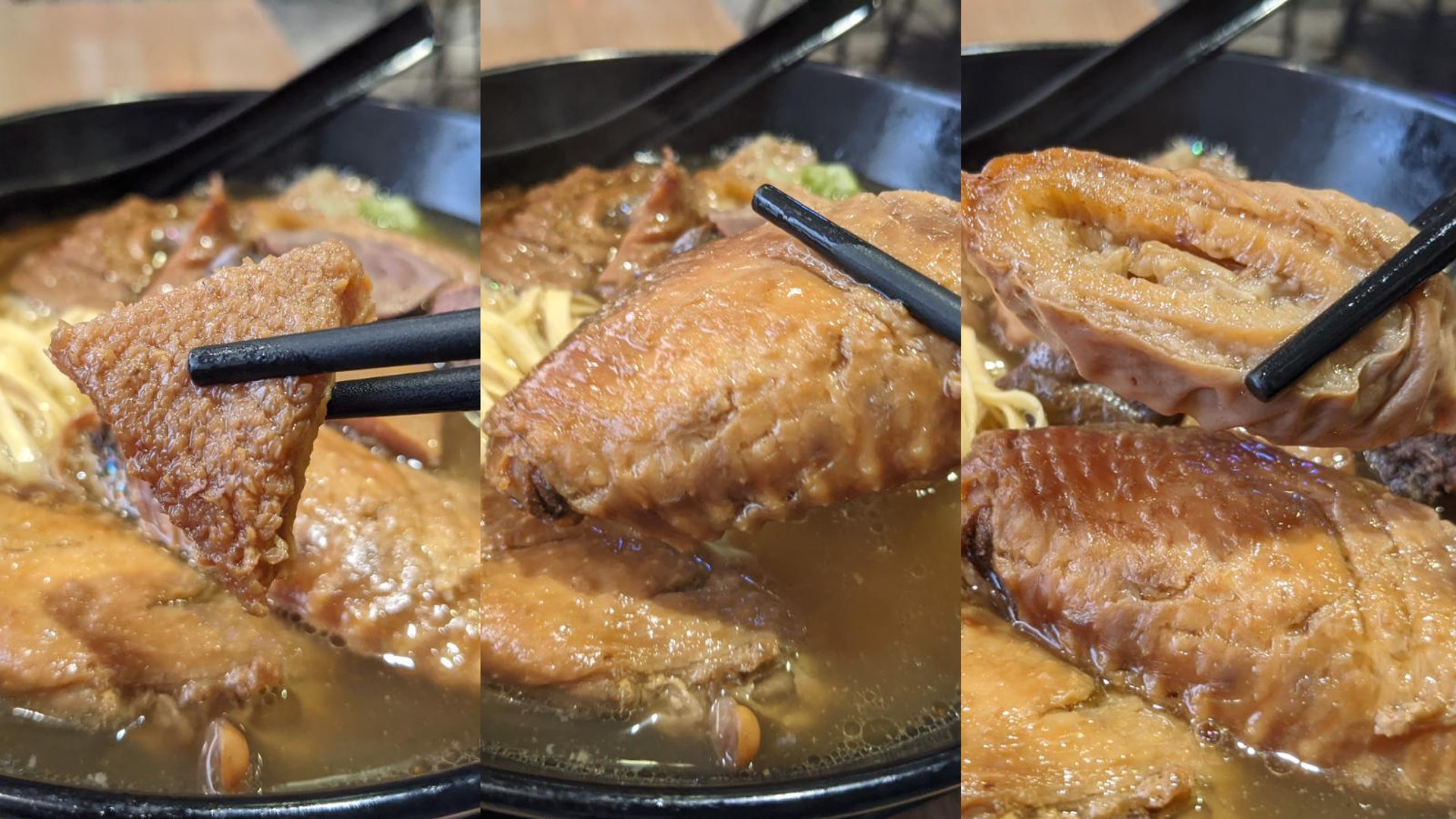 Pe仔最愛牛雜,加錢都要食。再加入味的滷水雞翼和豬大腸,超邪惡!(李琬瑩攝) Pe仔最愛牛雜,加錢都要食。再加入味的滷水雞翼和豬大腸,超邪惡!(李琬瑩攝)