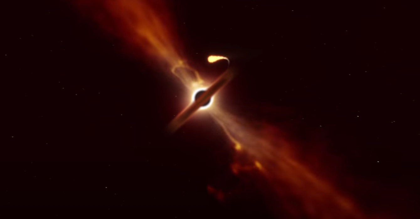 欧洲南天天文台发布行星被黑洞吞噬的绝美模拟影像(YouTube@European Southern Observatory (ESO))