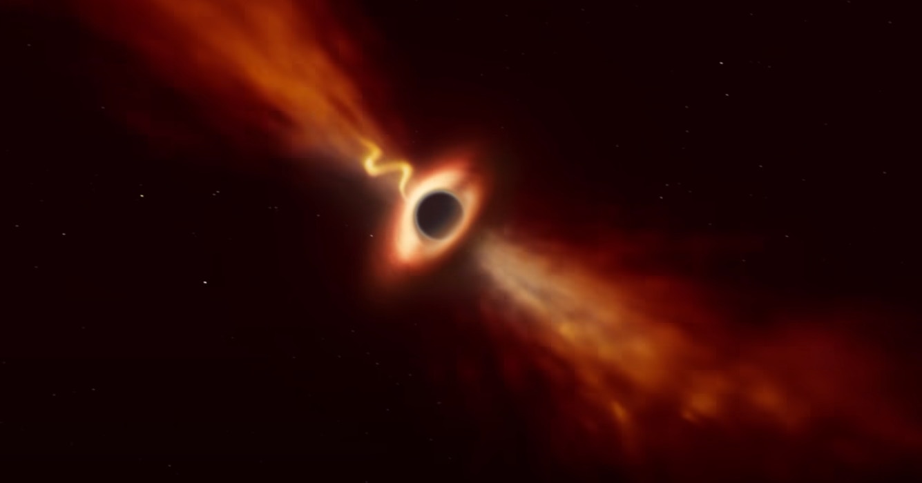 欧洲南天天文台发布行星被黑洞吞噬的绝美模拟影像(YouTube@European Southern Observatory (ESO))