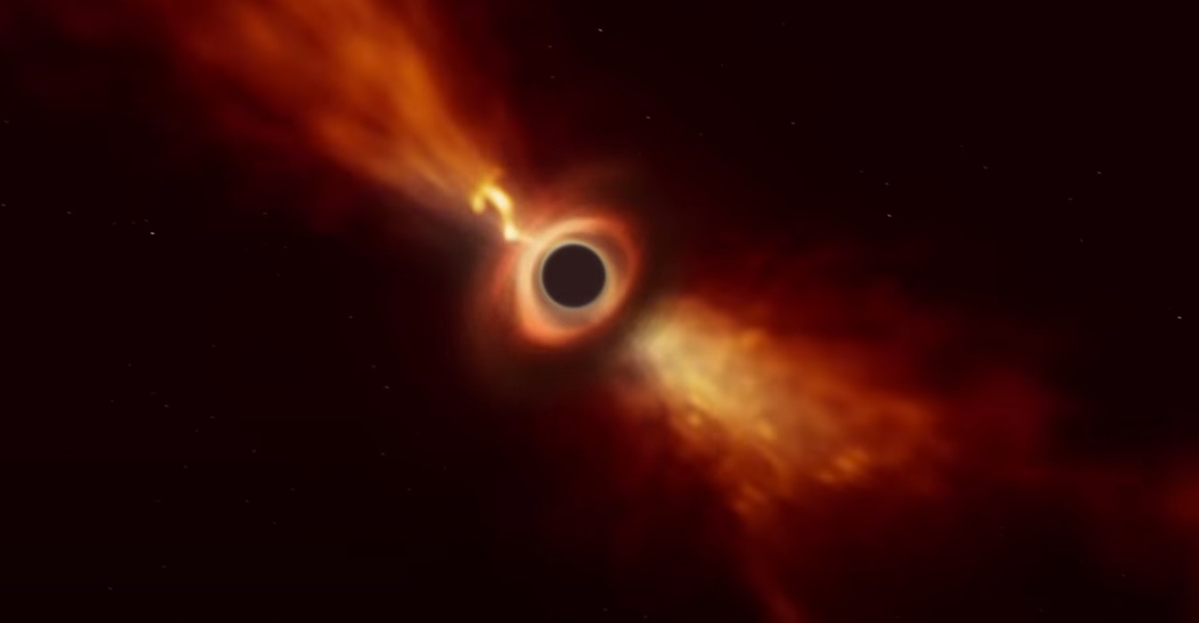 欧洲南天天文台发布行星被黑洞吞噬的绝美模拟影像(YouTube@European Southern Observatory (ESO))