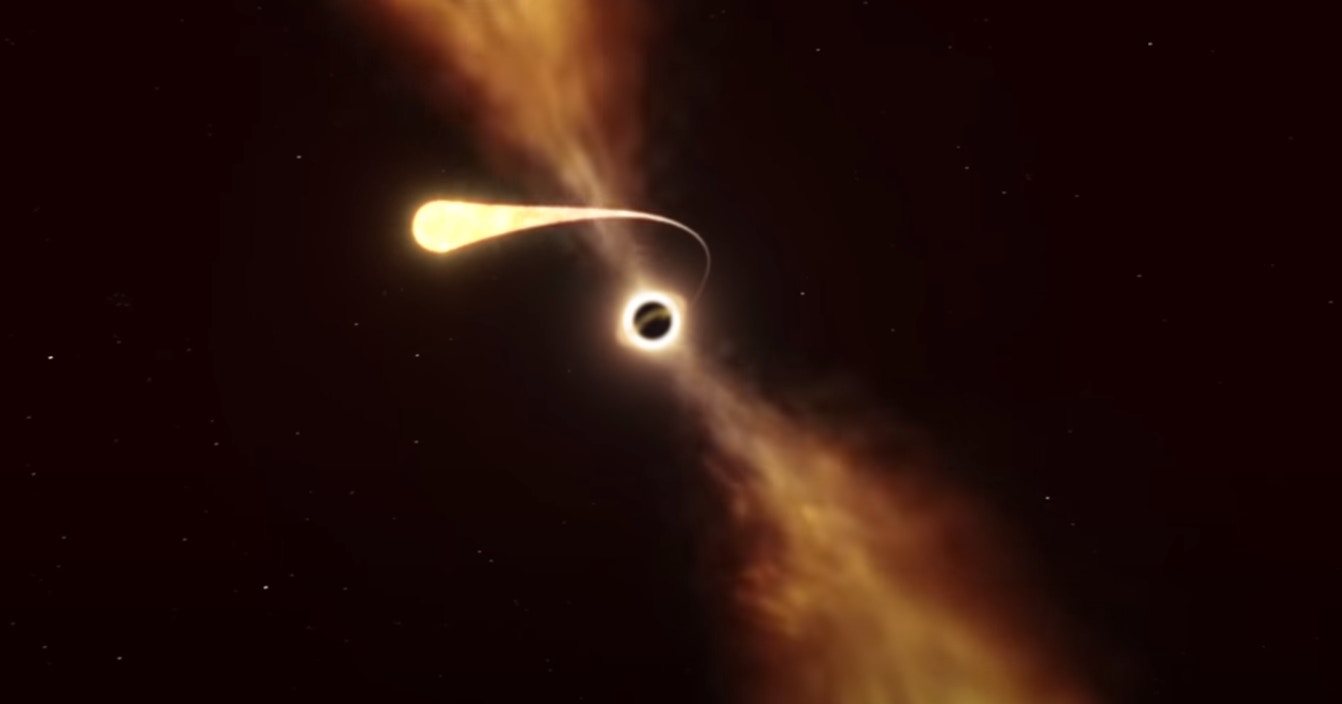 欧洲南天天文台发布行星被黑洞吞噬的绝美模拟影像(YouTube@European Southern Observatory (ESO))