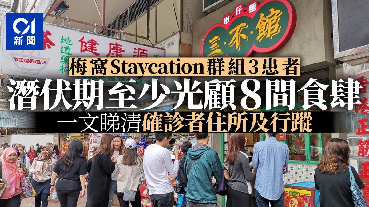 確診大廈食肆｜梅窩Staycation群組3患者行蹤曝光　曾光顧8間食肆