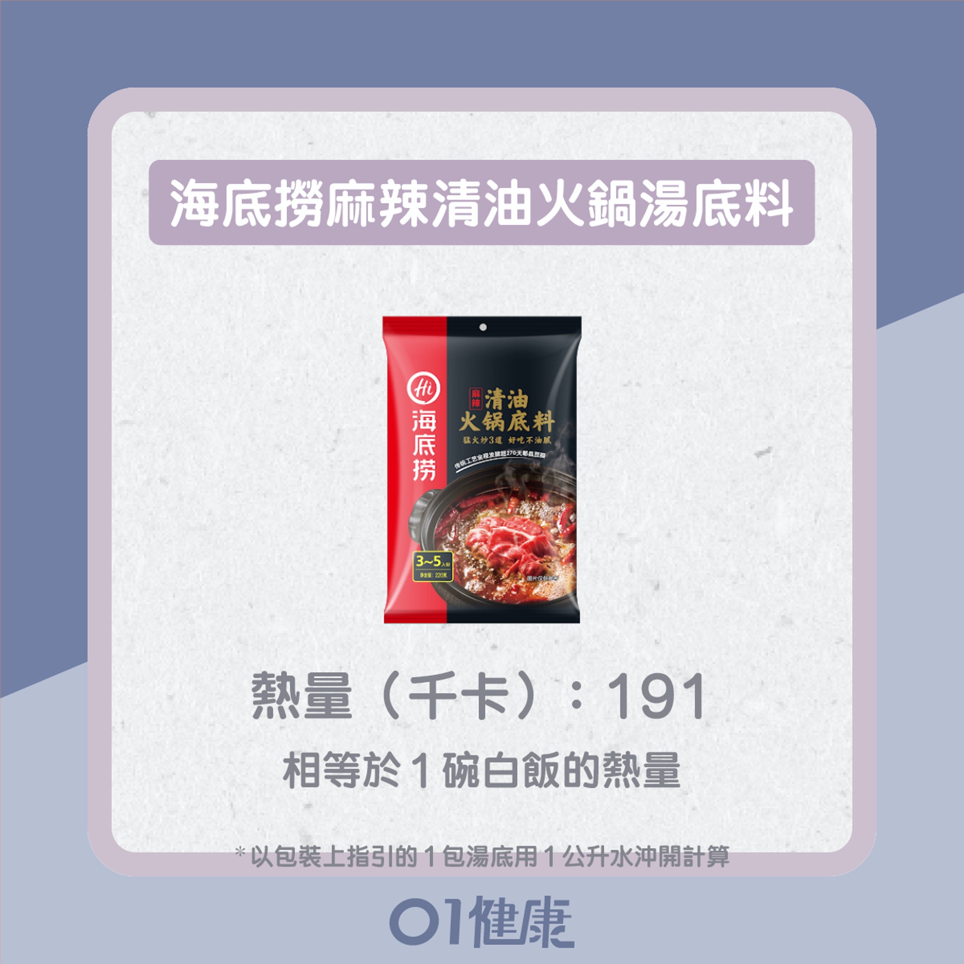 市面最高卡路里的即食湯底排名(01製圖) 市面最高卡路里的即食湯底排名(01製圖)