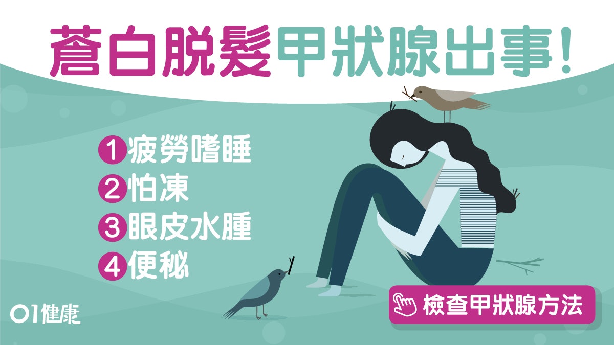 甲狀腺低下|脫髮水腫易累5大症狀 檢查甲狀腺功能必做這2種檢測 甲狀腺低下|脫髮水腫易累5大症狀 檢查甲狀腺功能必做這2種檢測