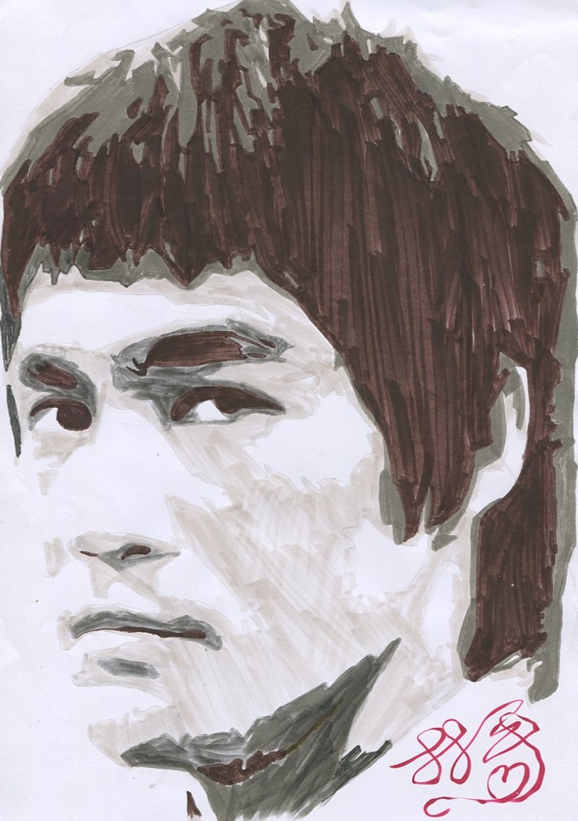 李小龍(1940-1973)。林一平繪 李小龍(1940-1973)。林一平繪