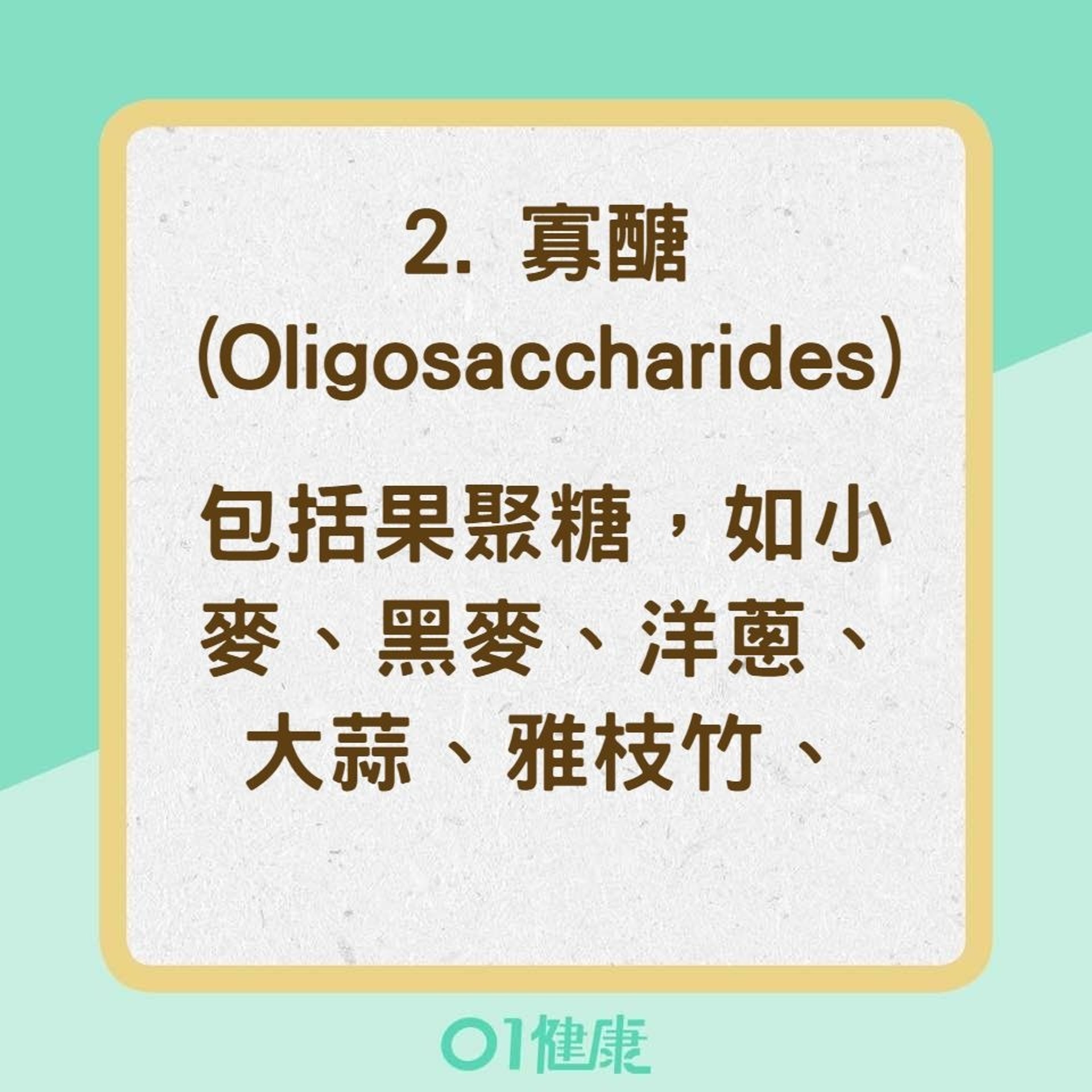 FODMAP各字母代表的意義及食物：寡醣(Oligosaccharides)（01製圖）
