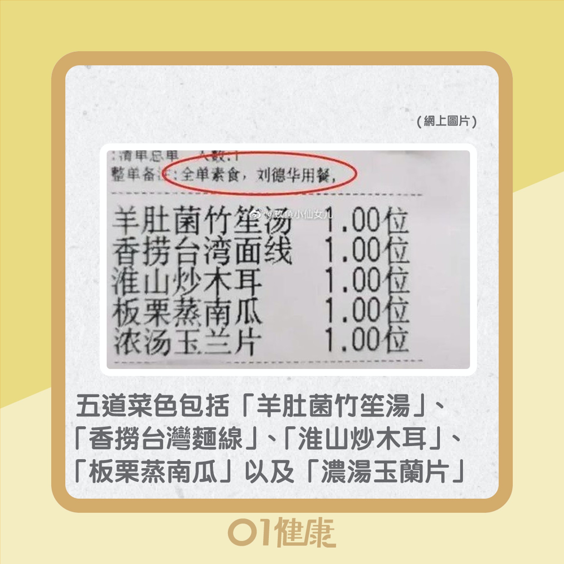 劉德華素食餐單有乜?還有哪些藝人茹素?(01製圖) 劉德華素食餐單有乜?還有哪些藝人茹素?(01製圖)