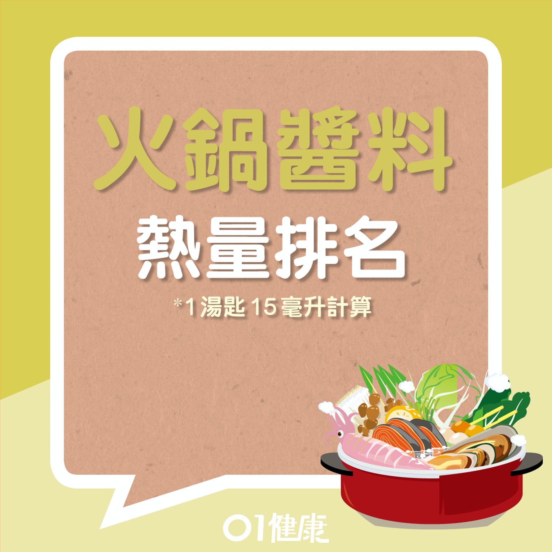 火鍋醬料卡路里排名(01製圖) 火鍋醬料卡路里排名(01製圖)