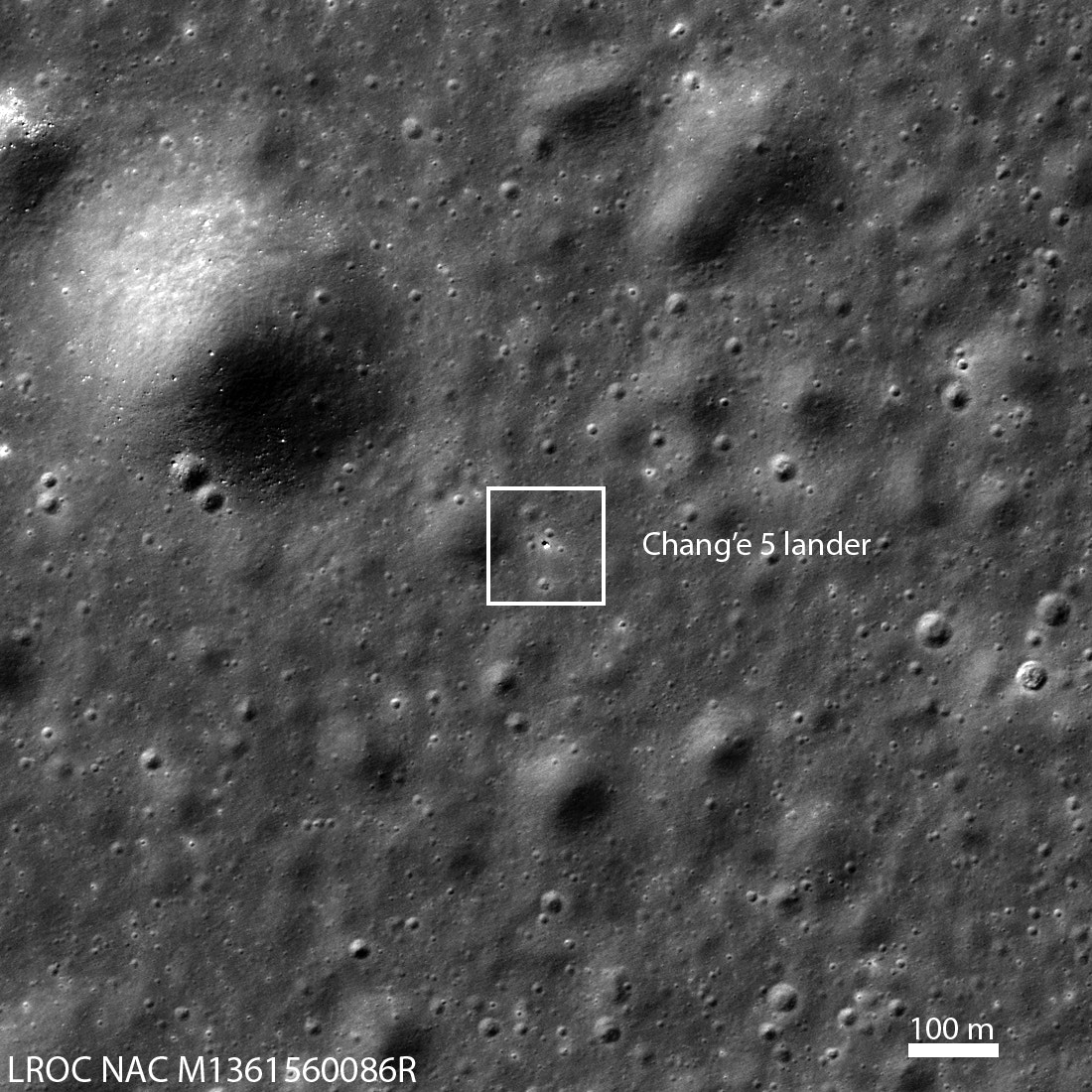 嫦娥五號 Nasa公布嫦娥五號月面着陸地點照片