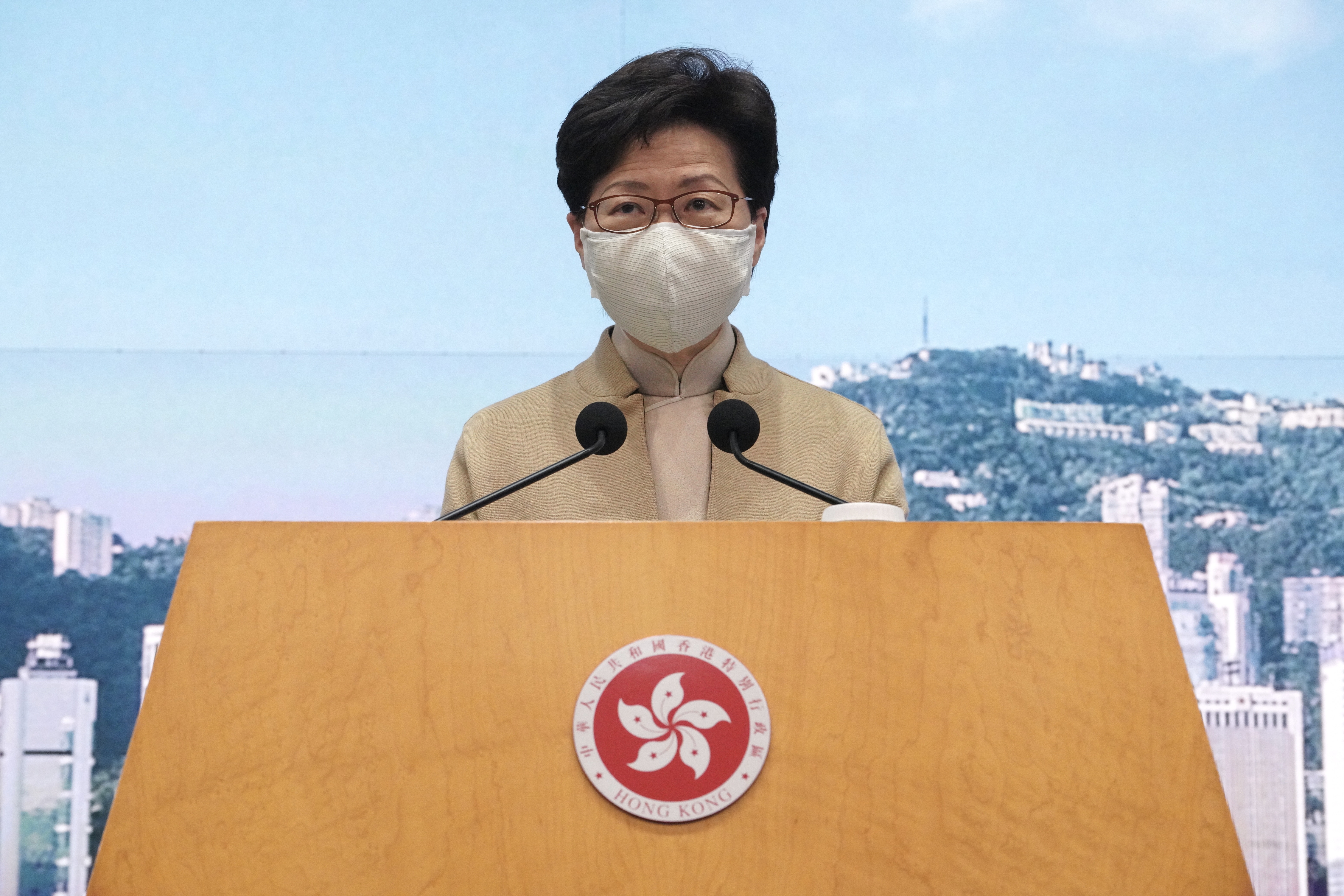 林鄭月娥回應許智峯戶口被凍結事件。（高仲明攝）