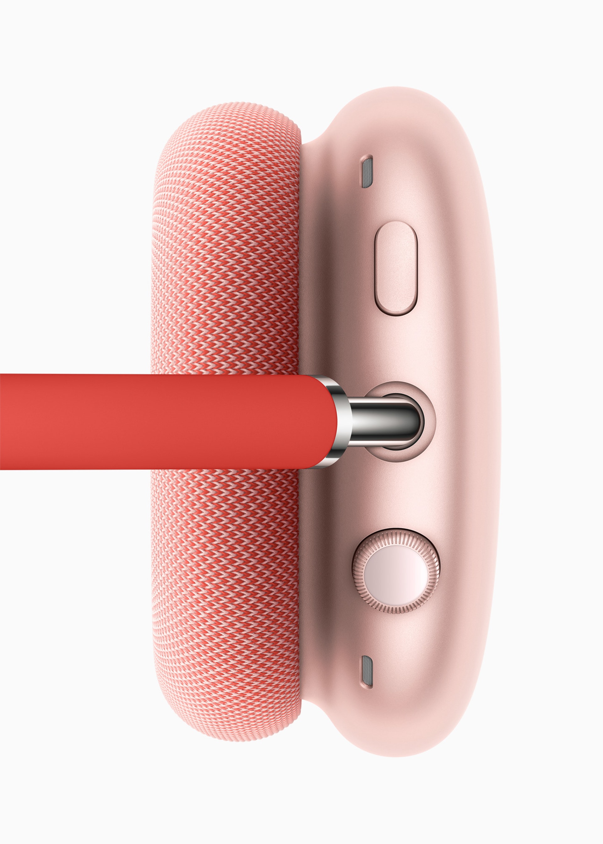 AirPods Max 採用了類似 Apple Watch 的 Digital Crown 設計,可用以精確控制音量、媒體播放以及喚出Siri 等等(圖 Apple) AirPods Max 採用了類似 Apple Watch 的 Digital Crown 設計,可用以精確控制音量、媒體播放以及喚出Siri 等等(圖 Apple)