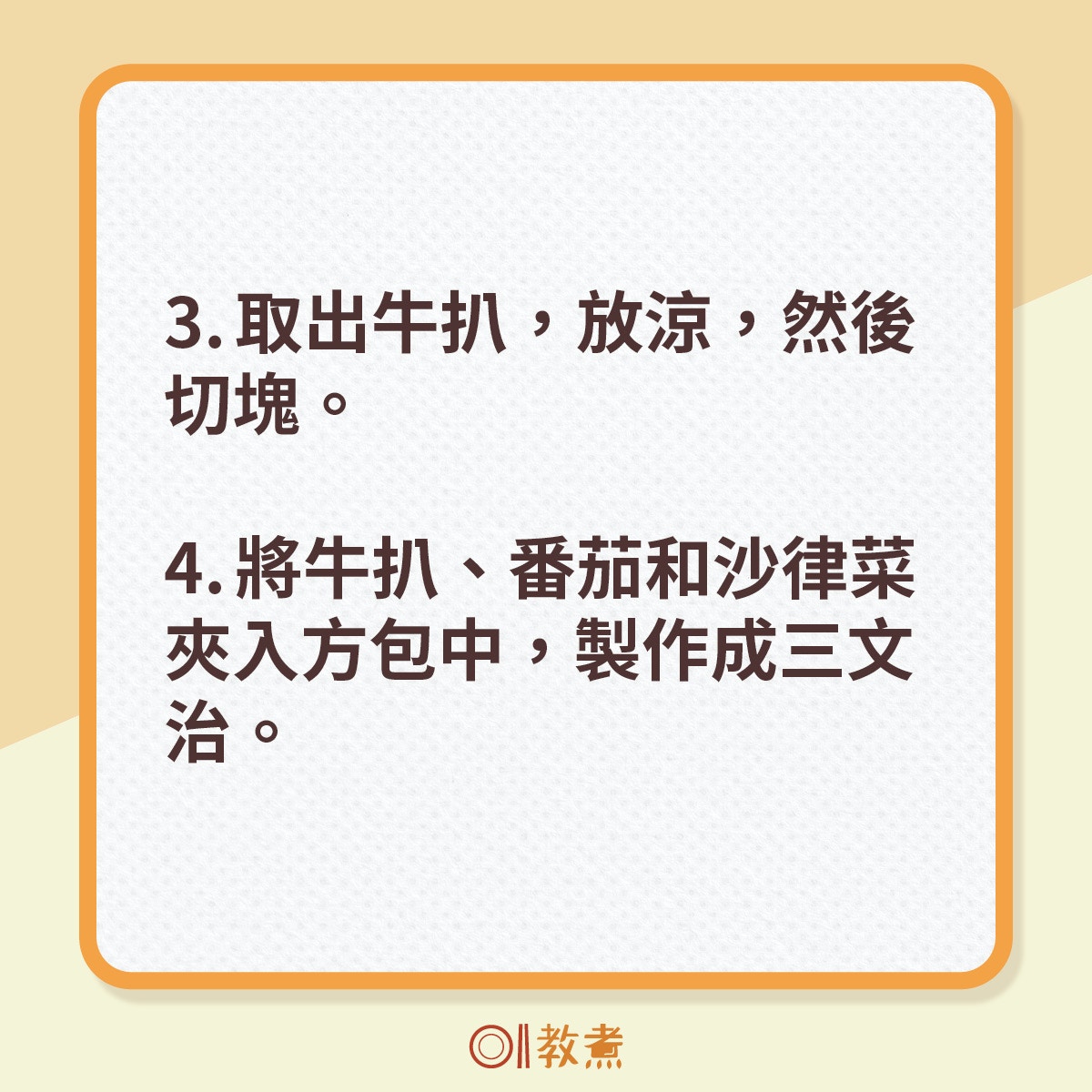 500kcal燒牛扒三文治食譜。（《香港01》製圖）