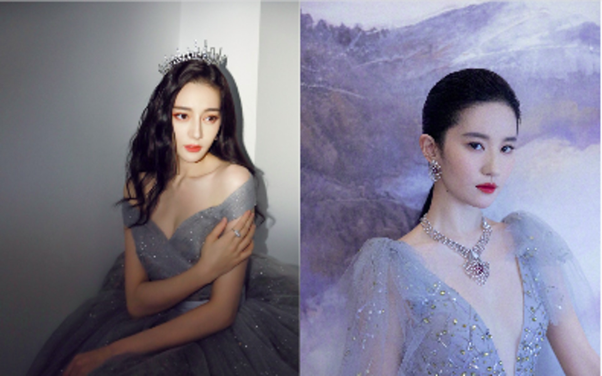 迪麗熱巴撼贏劉亦菲,成為今年中國第一美女。(迪麗熱巴工作室微博圖片﹑劉亦菲微博圖片) 迪麗熱巴撼贏劉亦菲,成為今年中國第一美女。(迪麗熱巴工作室微博圖片﹑劉亦菲微博圖片)