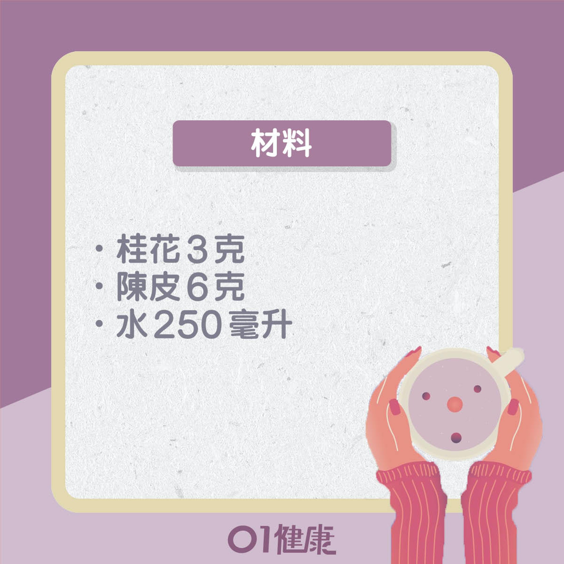 茶飲食療一:桂花陳皮茶(01製圖) 茶飲食療一:桂花陳皮茶(01製圖)