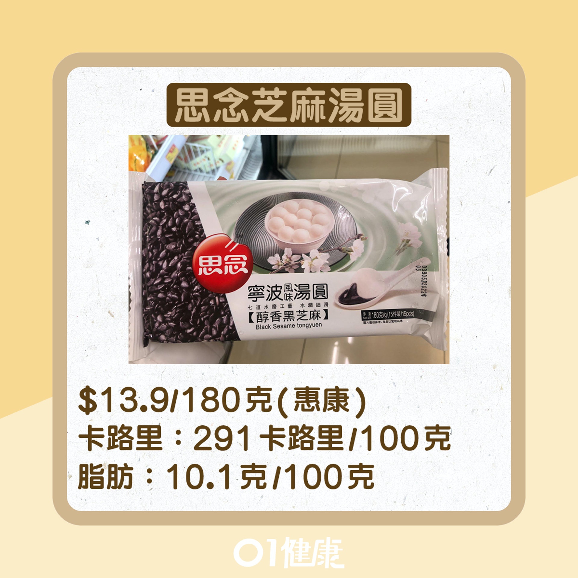 湯圓卡路里大比併(01製圖) 湯圓卡路里大比併(01製圖)
