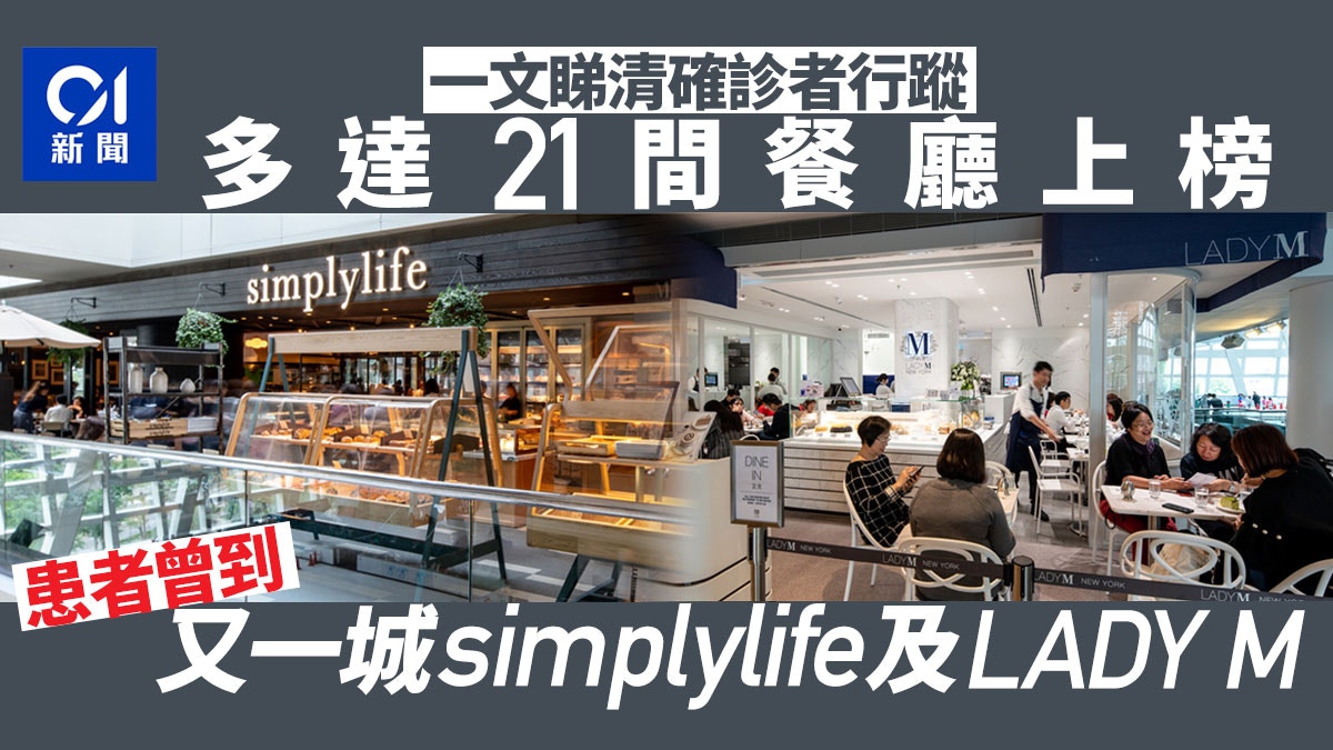 確診食肆 增21間餐廳有患者到訪又一城simplylife Lady M上榜 香港01 社會新聞