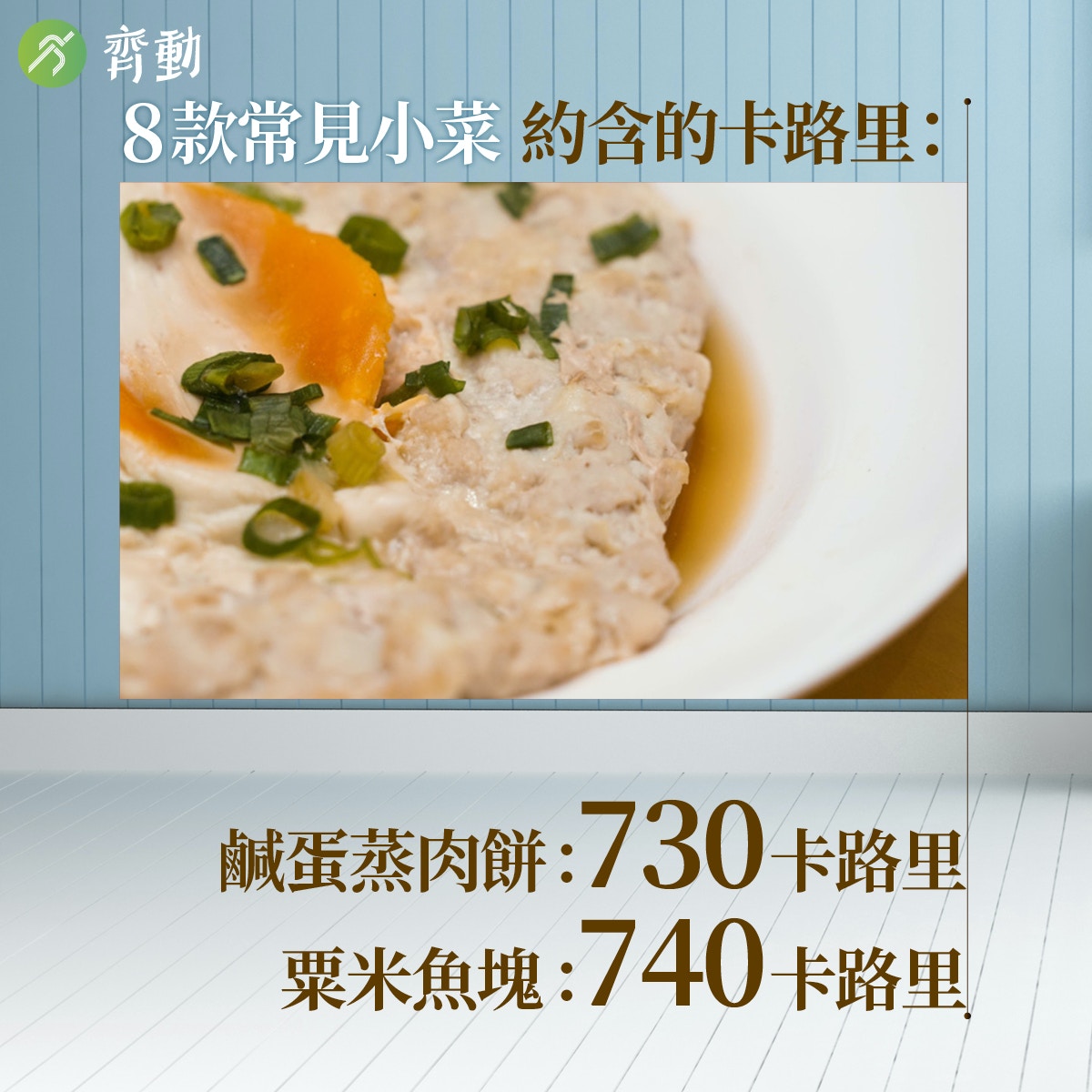 8款常見小菜卡路里含量。（資料來源：消裊會及食安中心；01美術製圖）