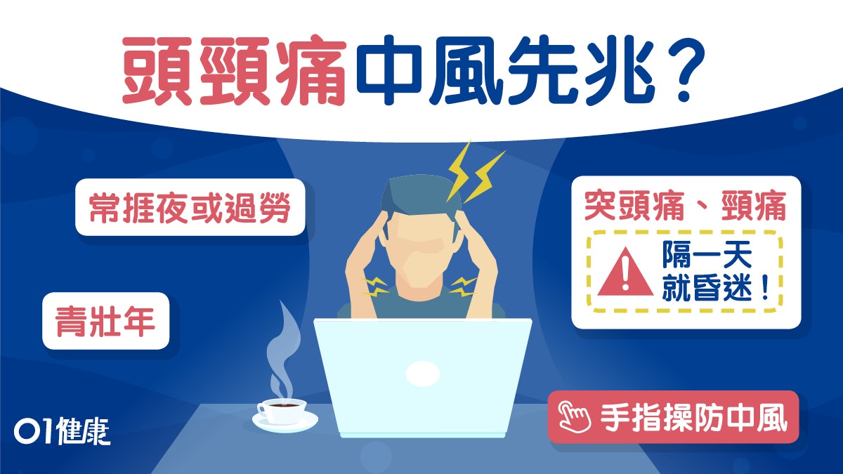 【中風】唱K後劇烈頭痛原來腦出血 捱夜後頭頸痛青壯年中風先兆 【中風】唱K後劇烈頭痛原來腦出血 捱夜後頭頸痛青壯年中風先兆