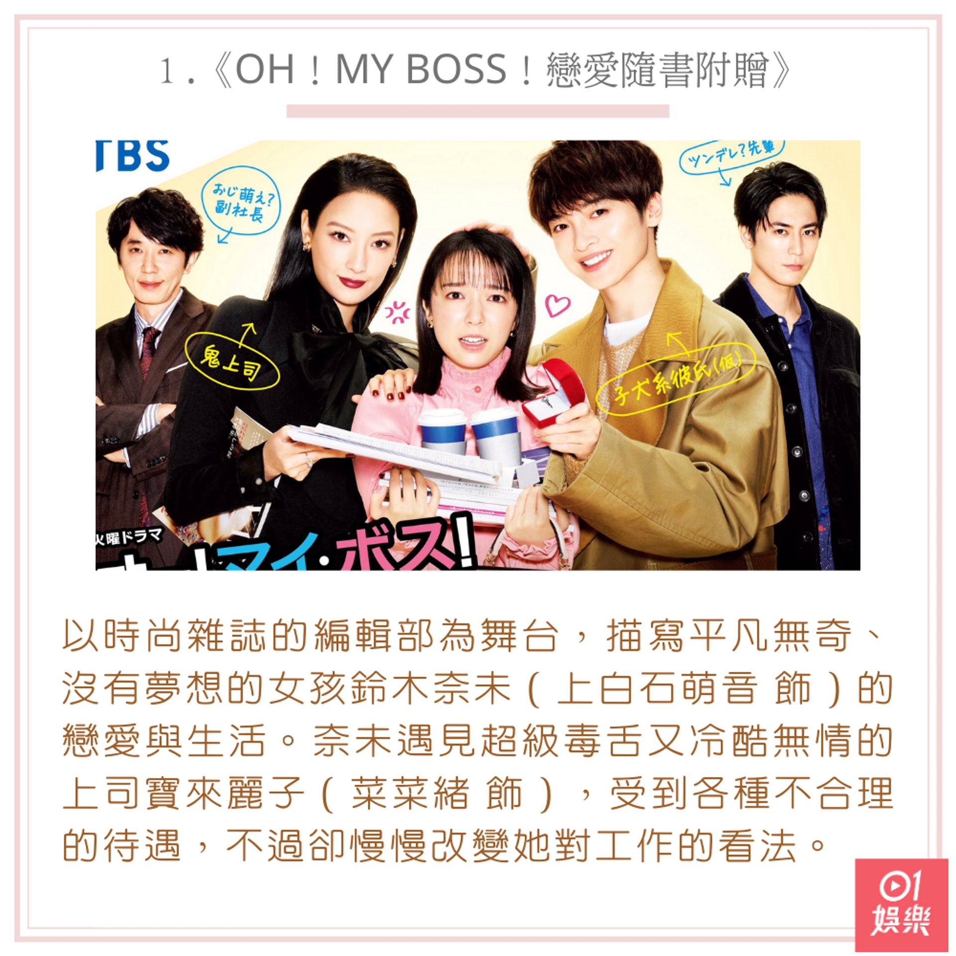 2021年冬季要追的十部日劇(01製圖/《Oh!My Boss!戀愛隨書附贈》劇照) 2021年冬季要追的十部日劇(01製圖/《Oh!My Boss!戀愛隨書附贈》劇照)