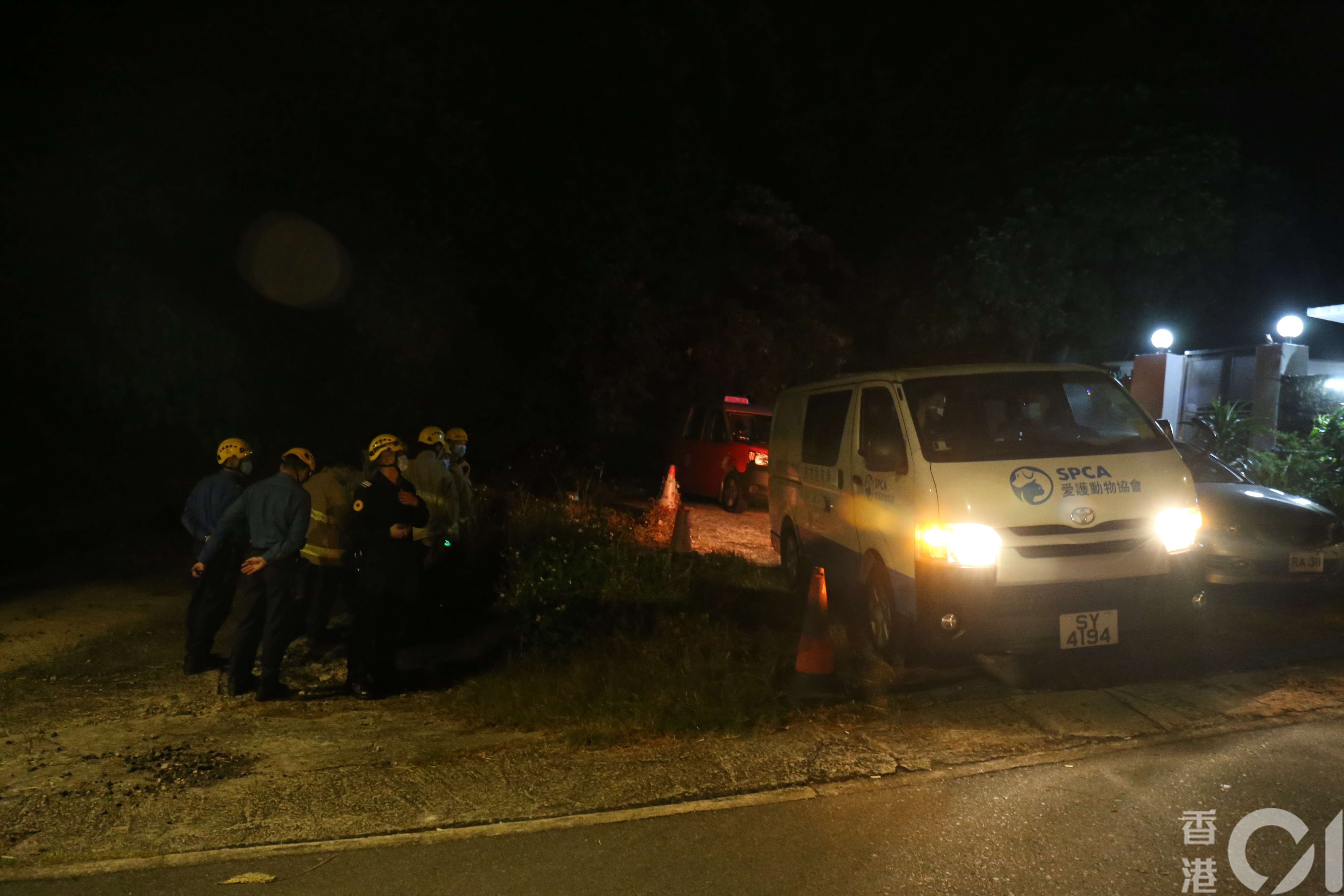 今日(26日)凌晨時份,消防及愛協在場嘗試救援。(劉定安攝) 今日(26日)凌晨時份,消防及愛協在場嘗試救援。(劉定安攝)