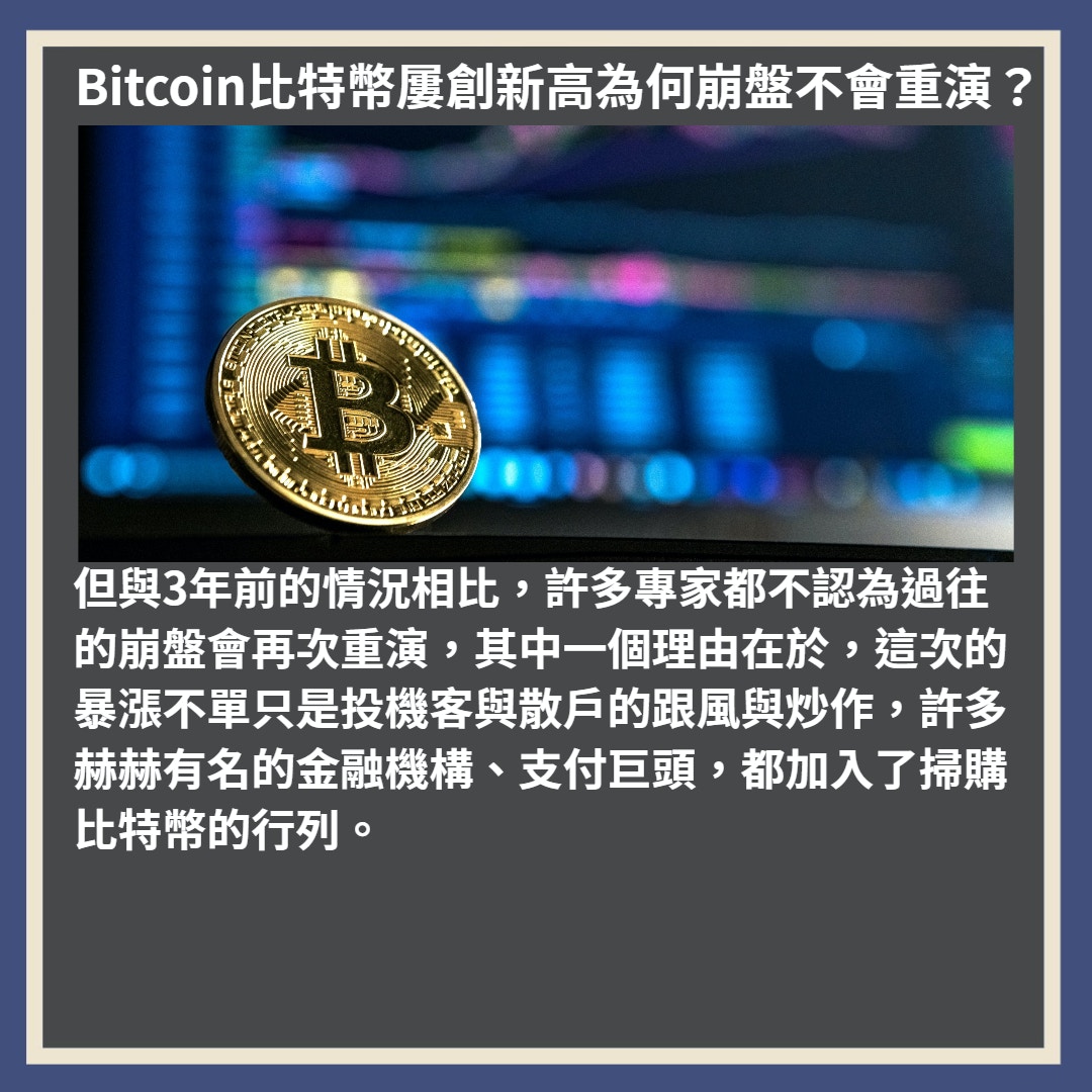 Bitcoin比特幣屢創新高為何崩盤不會重演？預測價格可達40萬美元
