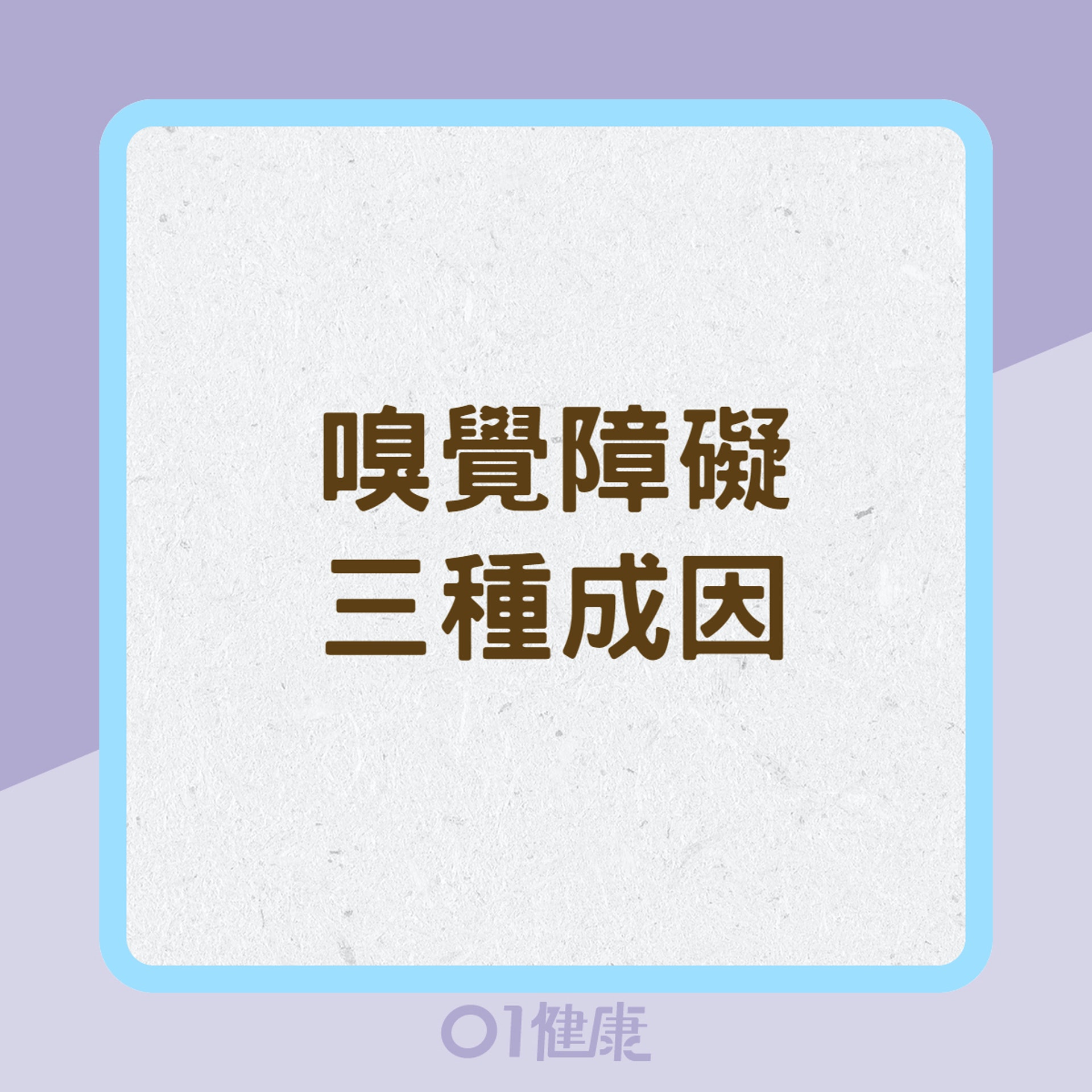 嗅覺障礙三種成因(01製圖) 嗅覺障礙三種成因(01製圖)