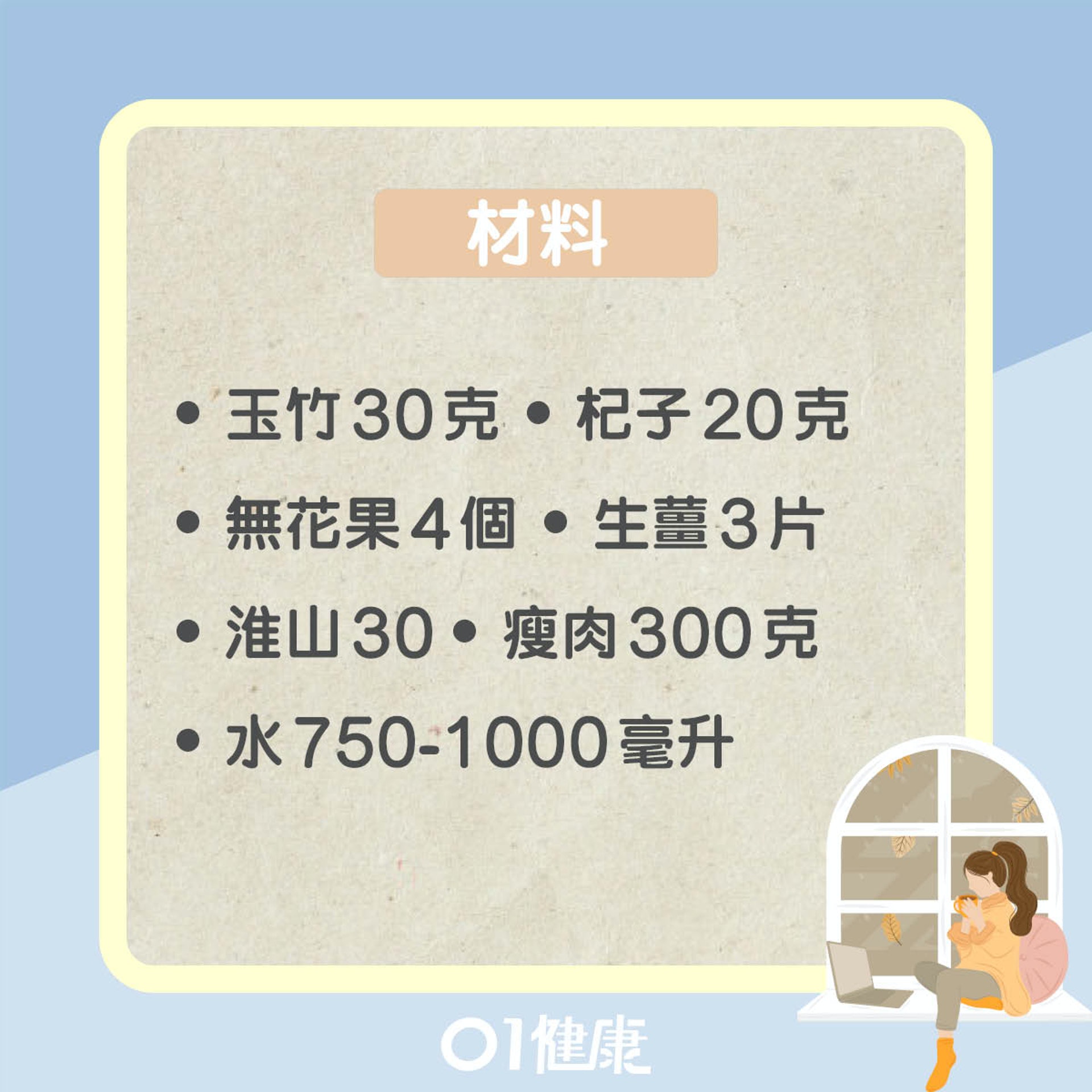 玉竹杞子淮山瘦肉湯(01製圖) 玉竹杞子淮山瘦肉湯(01製圖)