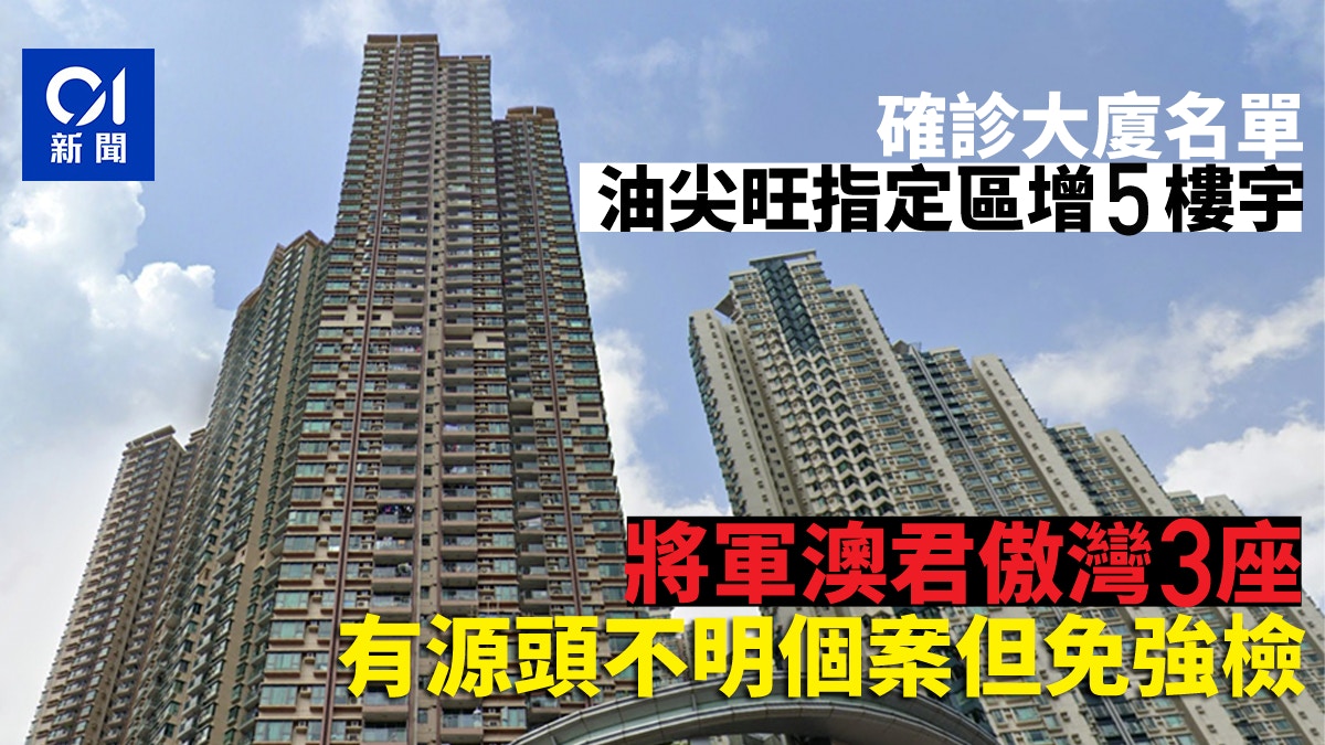 確診大廈｜患者住所全覽　油尖旺增34宗　君傲灣上榜免強檢