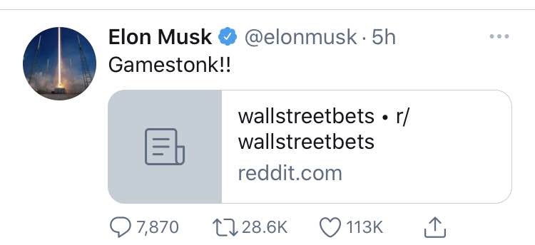 美股｜遊戲驛站（GME）盤後一度暴漲近70% 馬斯克有份推波助瀾
