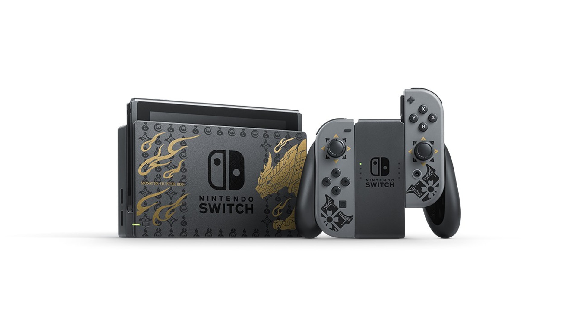 MHR 特別版Switch主機,採用灰色配黑色及金色的設計(Nintendo/Capcom) MHR 特別版Switch主機,採用灰色配黑色及金色的設計(Nintendo/Capcom)