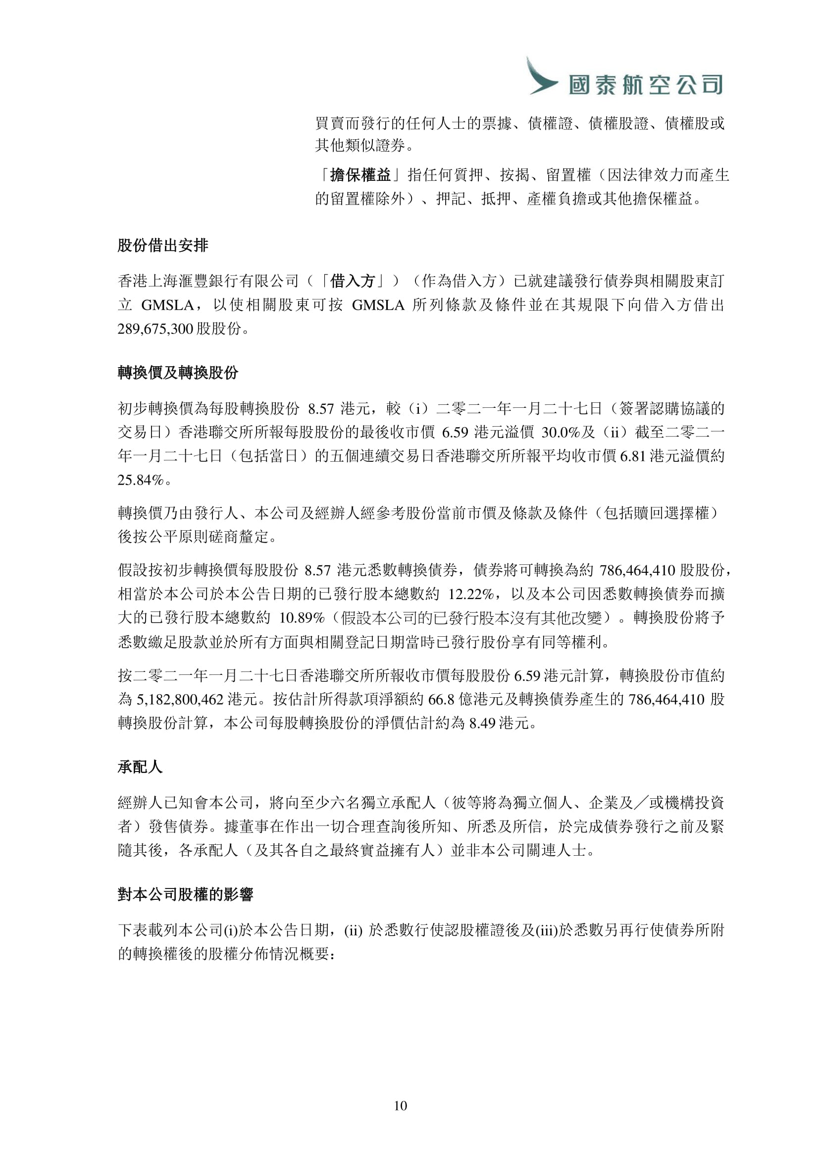 國泰宣布擬發行67.4億元可換股債券息率2.75%