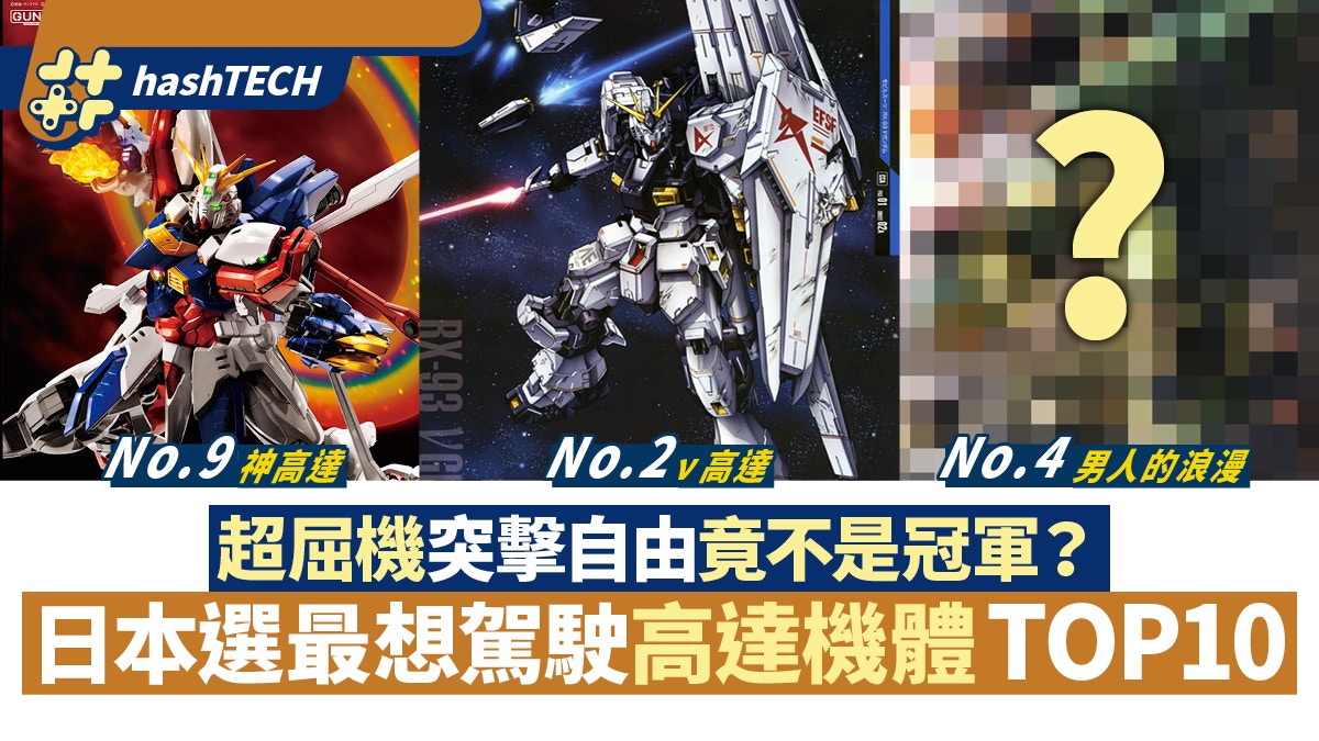 Gundam高達最想駕駛機體top10 第4是男人浪漫突擊自由非冠軍 香港01 遊戲動漫