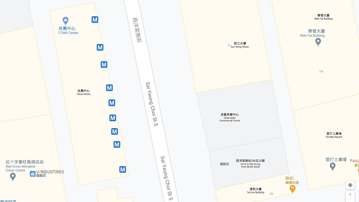 圖中可見，單是旺角兆萬中心就有9個「M」標誌。