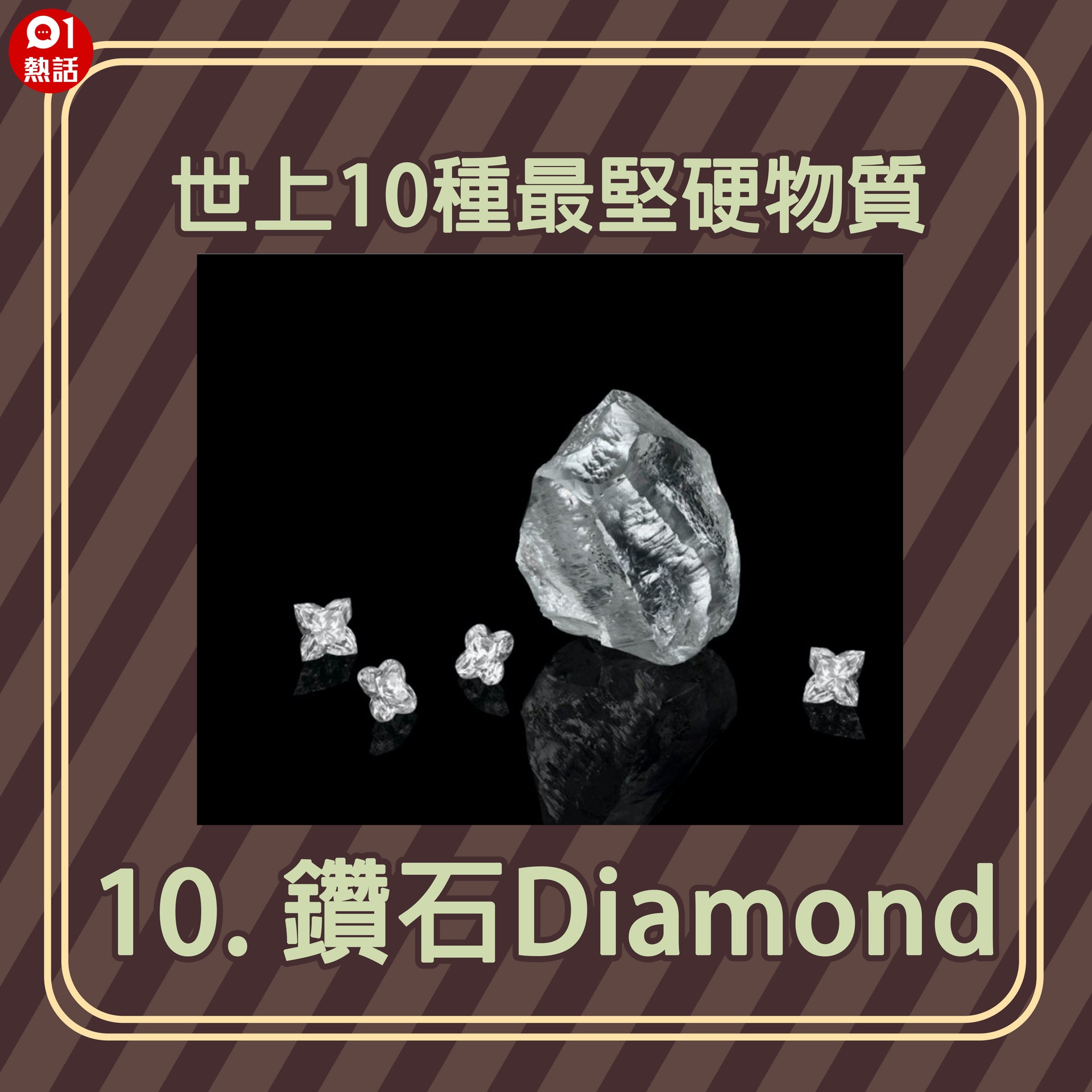 【世上10種最堅硬物質】10.鑽石(LV網站圖片/香港01製圖) 【世上10種最堅硬物質】10.鑽石(LV網站圖片/香港01製圖)