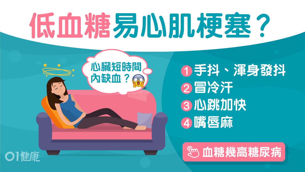 血糖低|頭暈心跳快6症狀易心肌梗塞 血糖不穩最致命忌3餐不定時 血糖低|頭暈心跳快6症狀易心肌梗塞 血糖不穩最致命忌3餐不定時