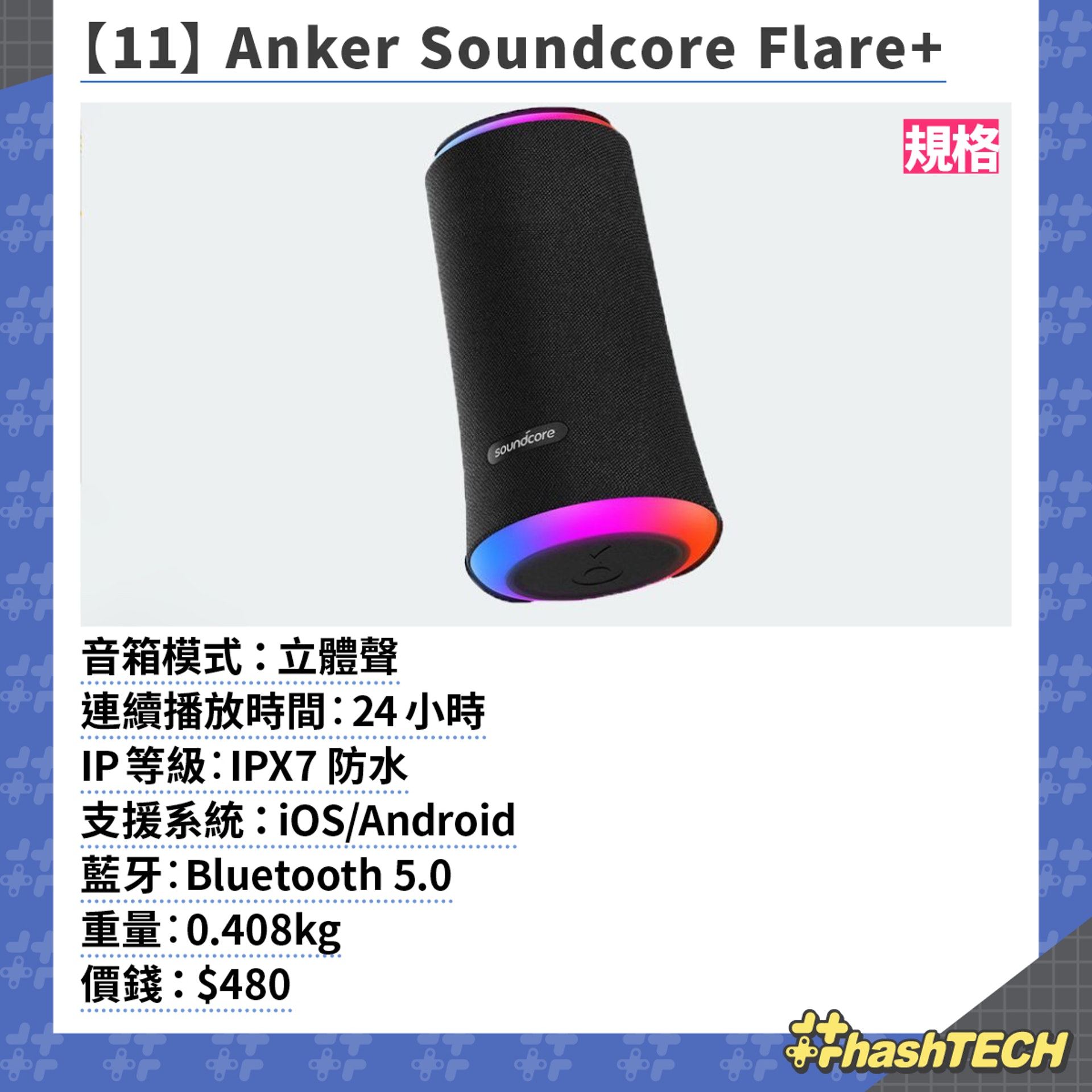 【11】Anker Soundcore Flare+(香港01美術製圖) 【11】Anker Soundcore Flare+(香港01美術製圖)