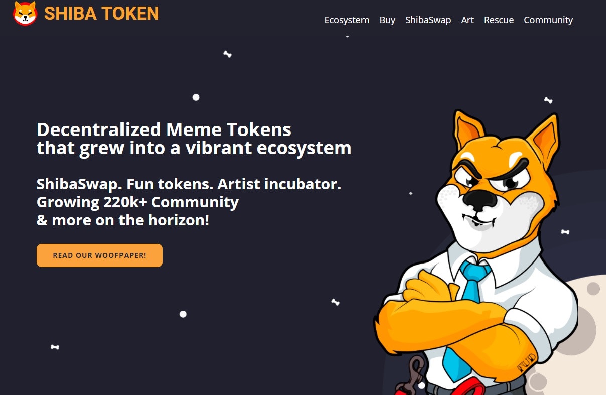 圖為柴犬幣SHIBA TOKEN的官網介紹。柴犬的開發團隊更自稱是「狗狗幣殺手」。（柴犬幣官網截圖）