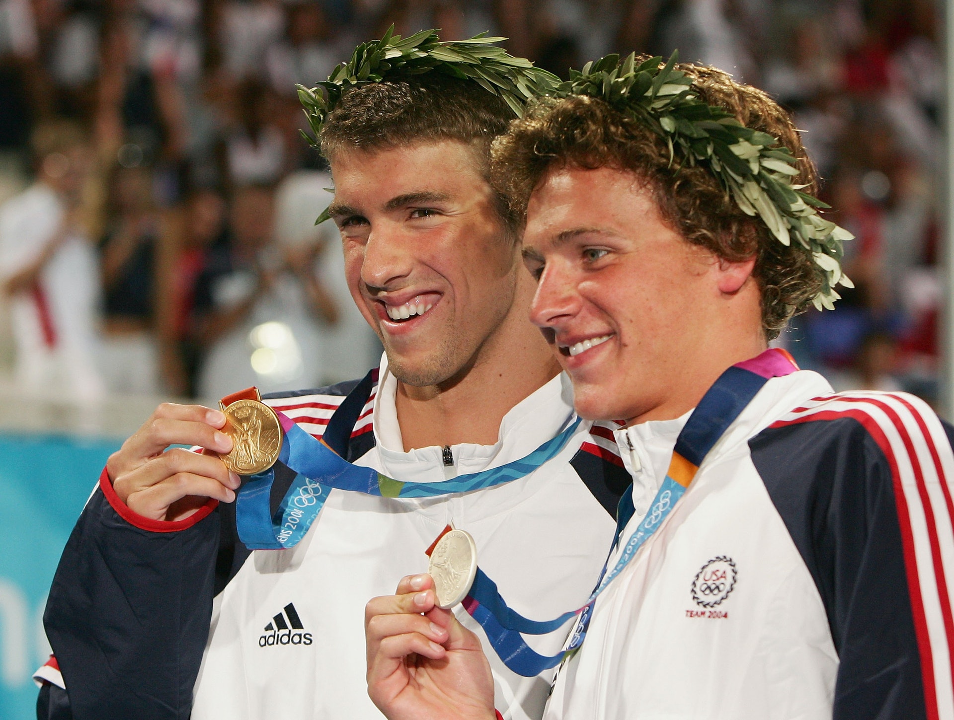 2004雅典奧運，洛捷迪憑4x200米自由泳接力與菲比斯分享一面金牌另加一面200米IM銀牌，後者當屆個人獨取6金。（Getty Images）
