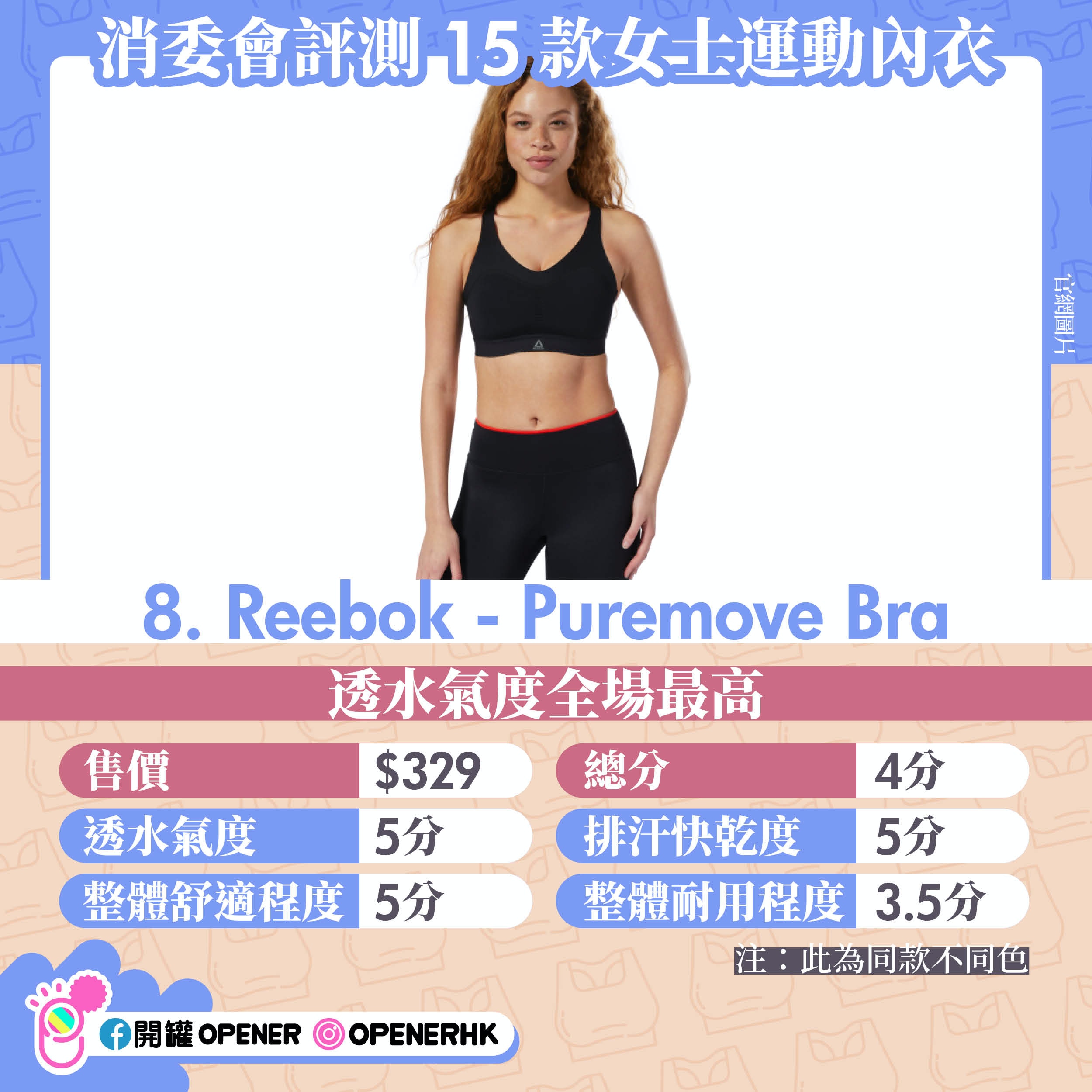 Reebok Pure Move Bra Size Chart