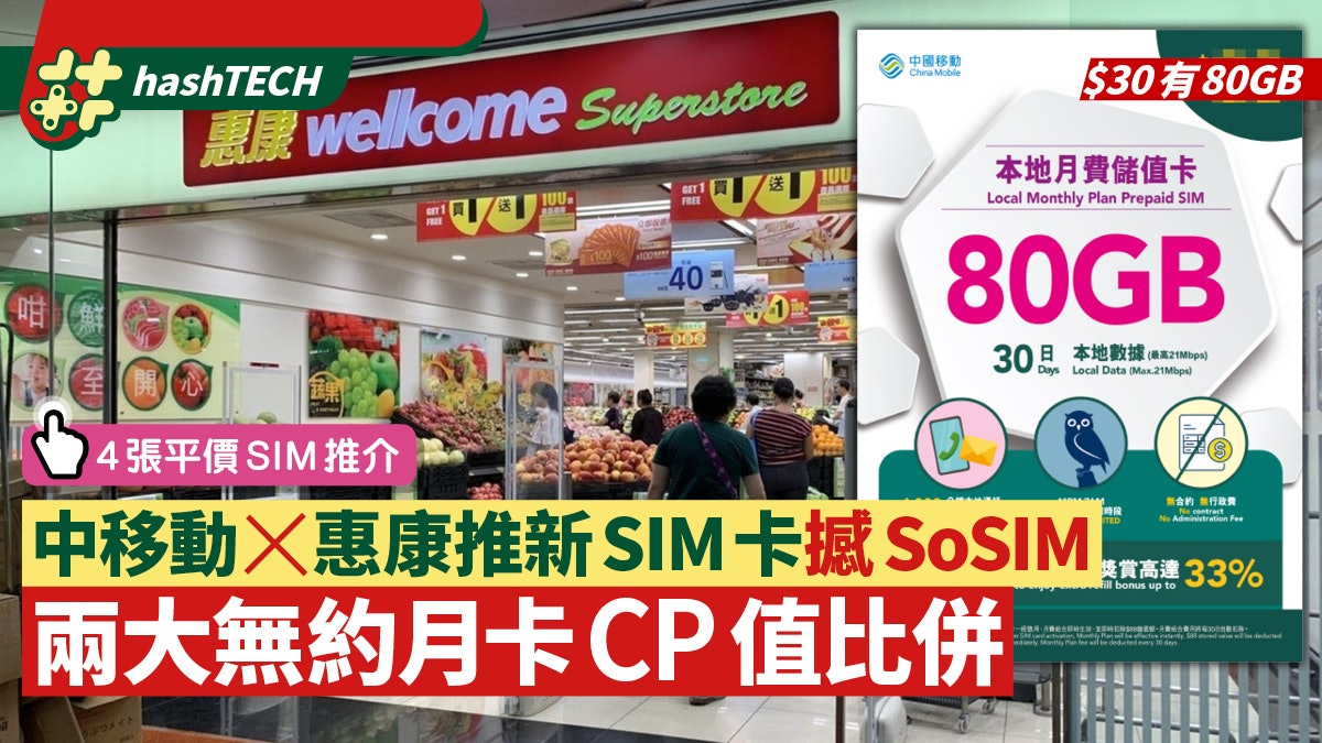SoSIM對手!CMHK x 惠康新無約SIM、$30有80GB 7大範疇邊張更抵? SoSIM對手!CMHK x 惠康新無約SIM、$30有80GB 7大範疇邊張更抵?