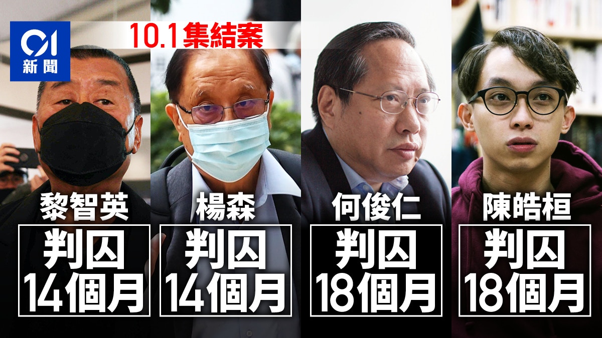 10.1集結｜8人判囚2緩刑　陳皓桓李卓人梁國雄囚18月