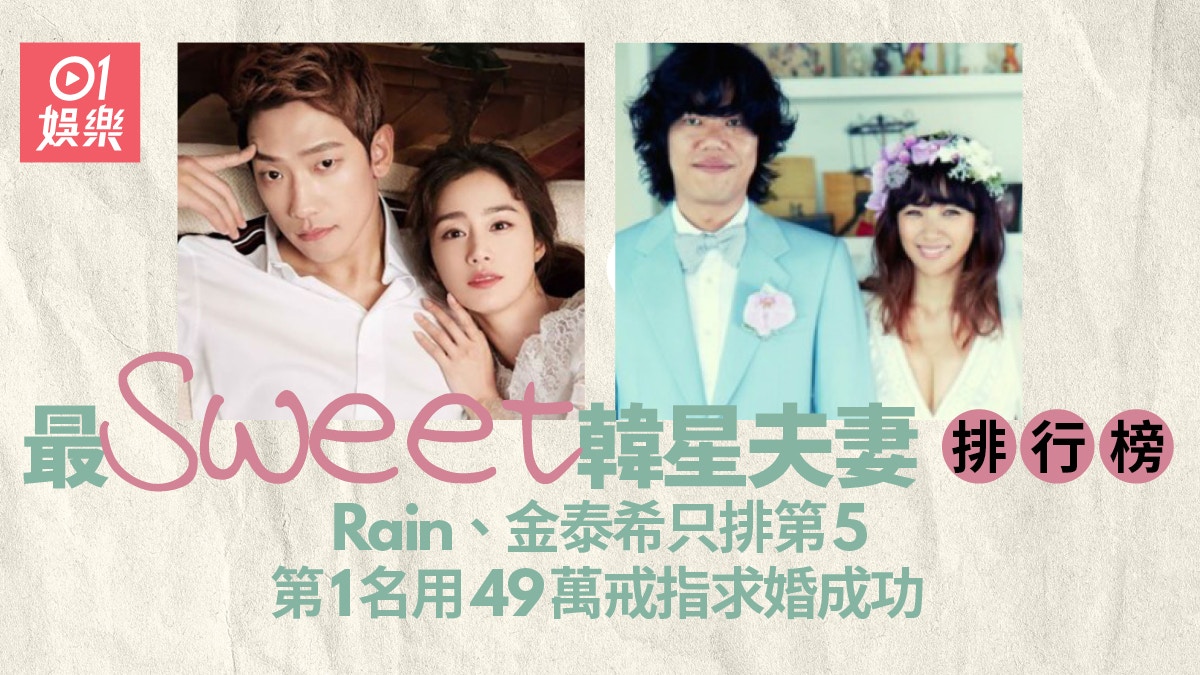 最有愛韓星夫婦排行榜　Rain金泰希結婚四年只排第5名