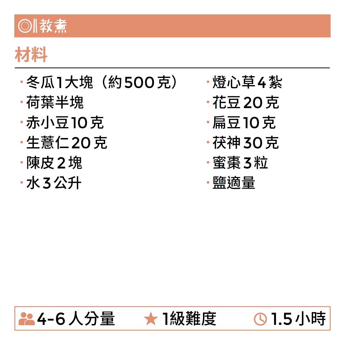 冬瓜燈心草花豆湯食譜