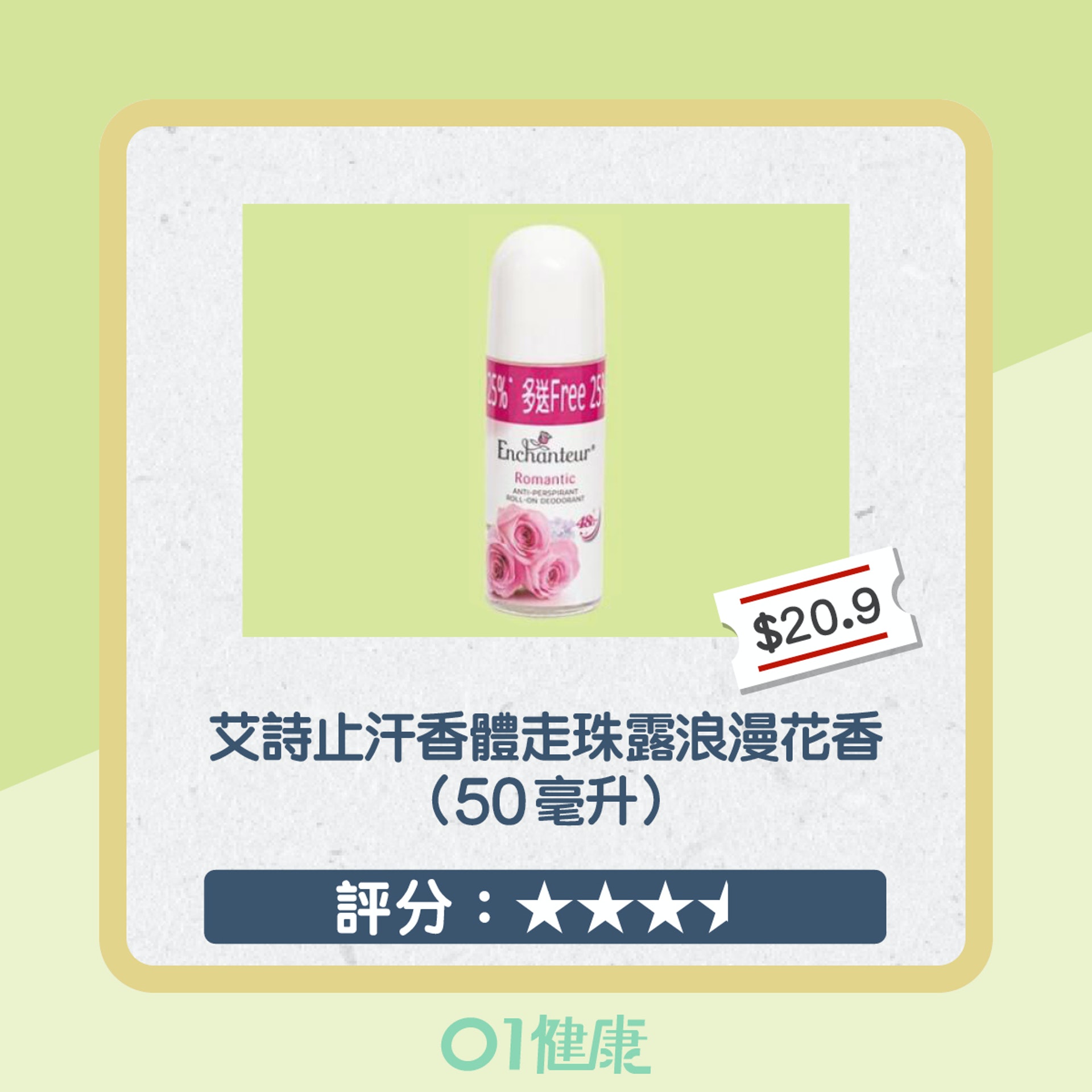 止汗及香體產品整體評分(01製圖) 止汗及香體產品整體評分(01製圖)