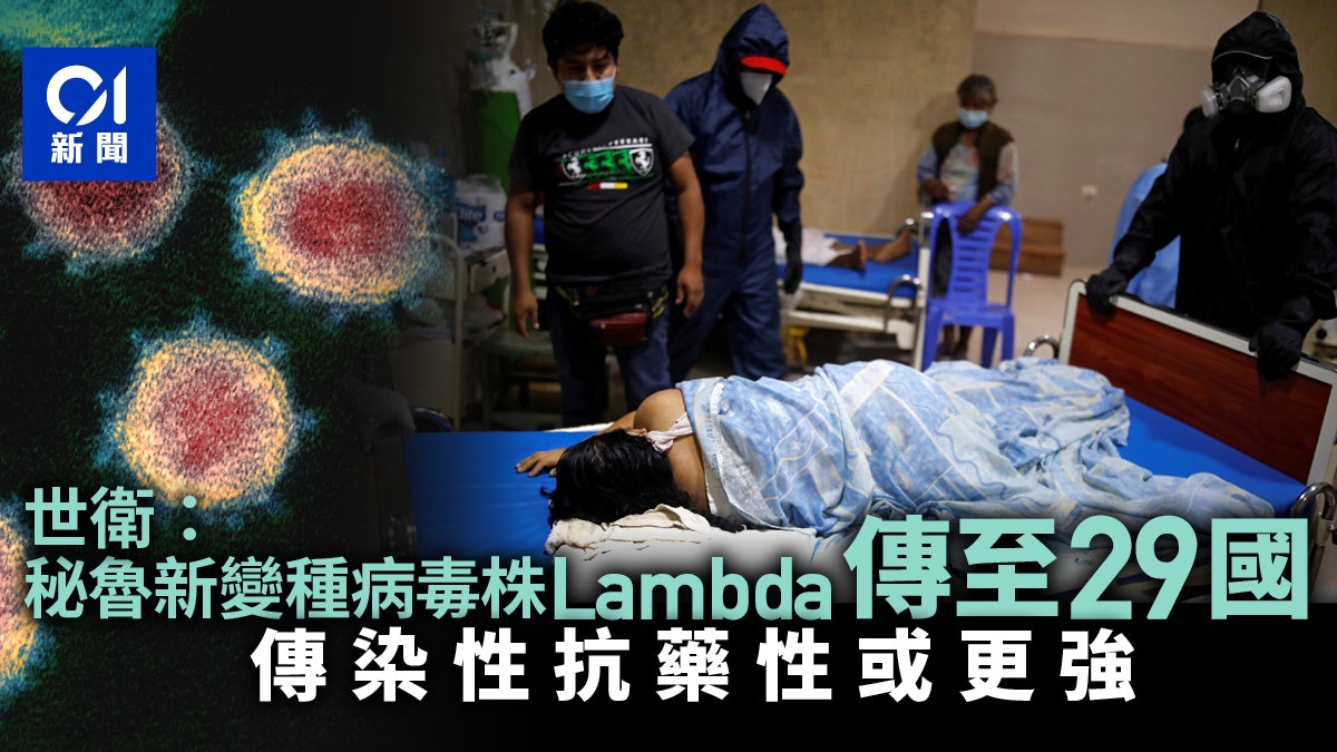 新冠肺炎|世衛:秘魯新變種病毒株Lambda傳至29國 抗藥性或更強 新冠肺炎|世衛:秘魯新變種病毒株Lambda傳至29國 抗藥性或更強