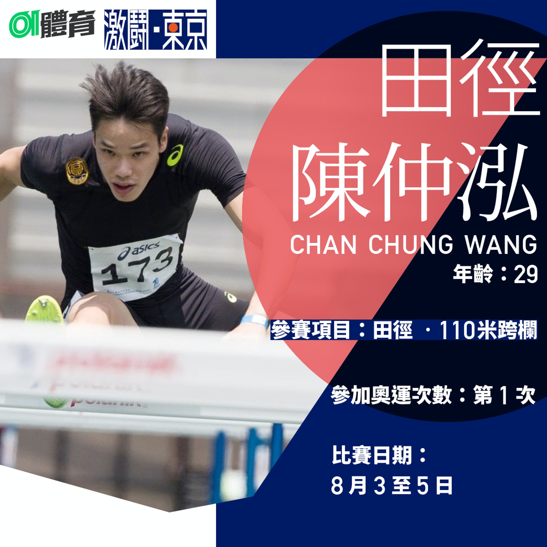 【東京奧運香港隊代表】陳仲泓。(01美術製圖) 【東京奧運香港隊代表】陳仲泓。(01美術製圖)