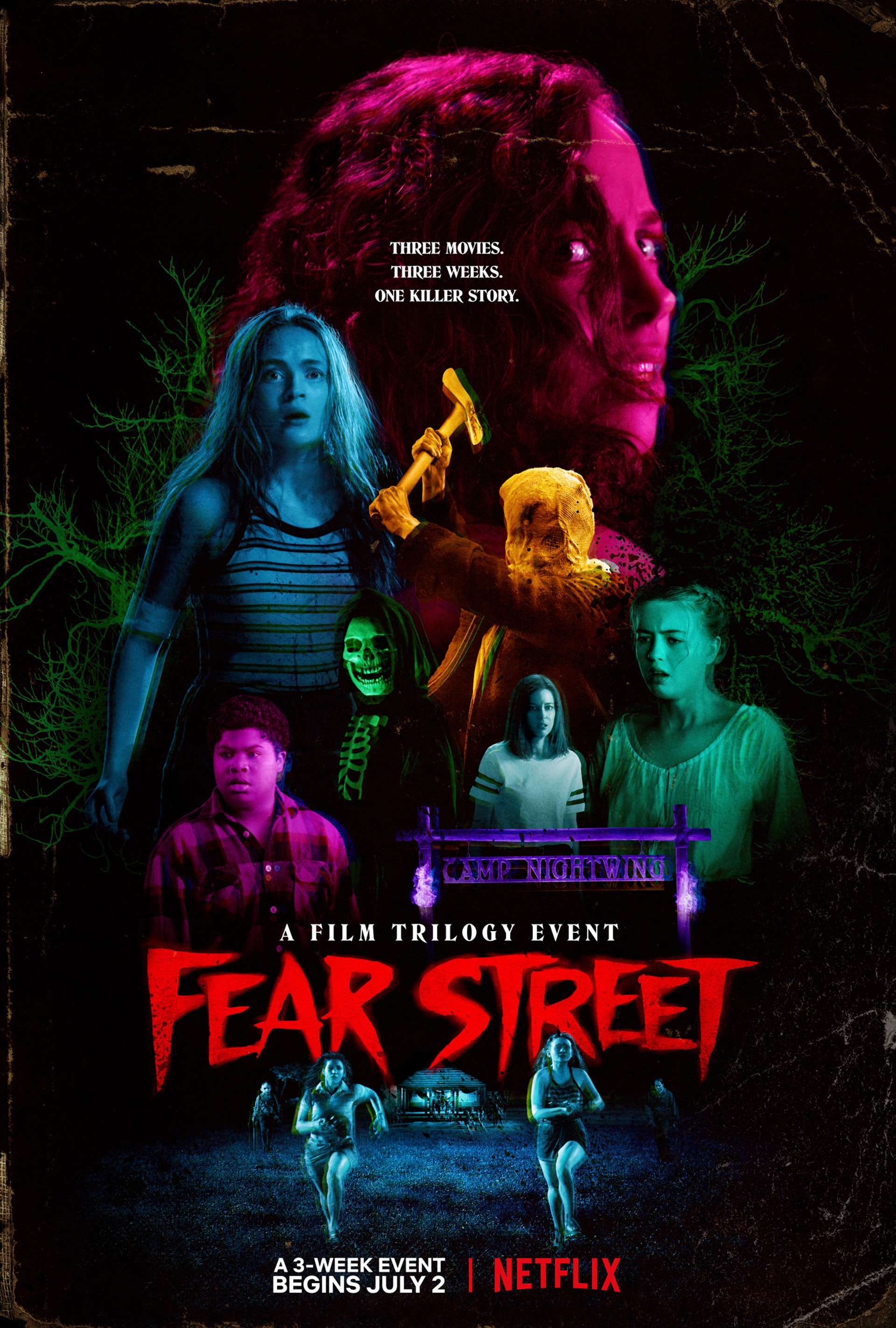 《恐懼大街》(Fear Street)三部曲:《恐懼大街1:1994》、《恐懼大街2:1978》及《恐懼大街3:1966》。(Netflix) 《恐懼大街》(Fear Street)三部曲:《恐懼大街1:1994》、《恐懼大街2:1978》及《恐懼大街3:1966》。(Netflix)