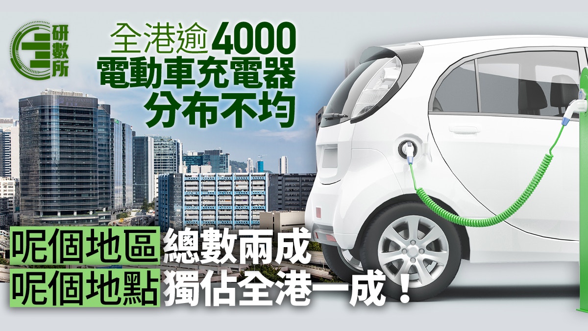 電動車充電器分布不均 一區獨佔全港總數兩成三區不足60個