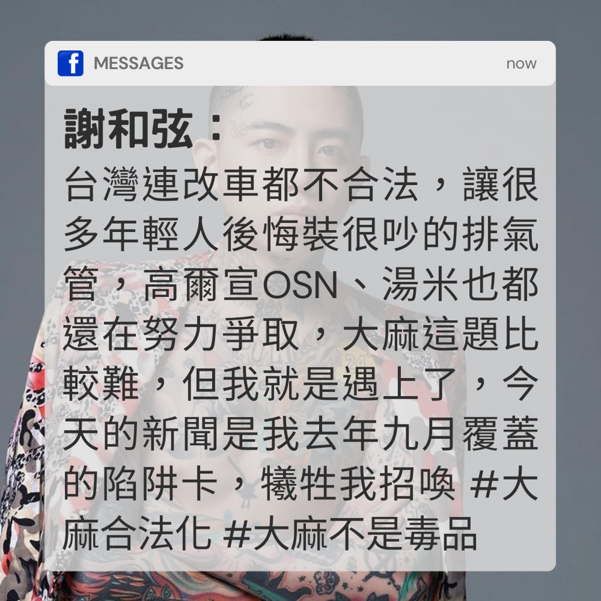 謝和弦洗版式發文提倡大麻合法化(01製圖/FB@謝和弦) 謝和弦洗版式發文提倡大麻合法化(01製圖/FB@謝和弦)
