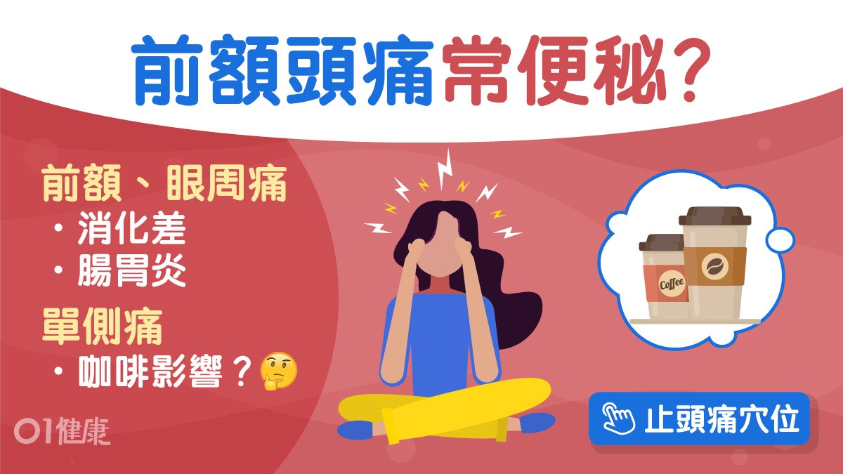 頭痛|壓力大消化差致頭痛?前額太陽穴6類頭痛鼻塞耳脹或生腫瘤! 頭痛|壓力大消化差致頭痛?前額太陽穴6類頭痛鼻塞耳脹或生腫瘤!